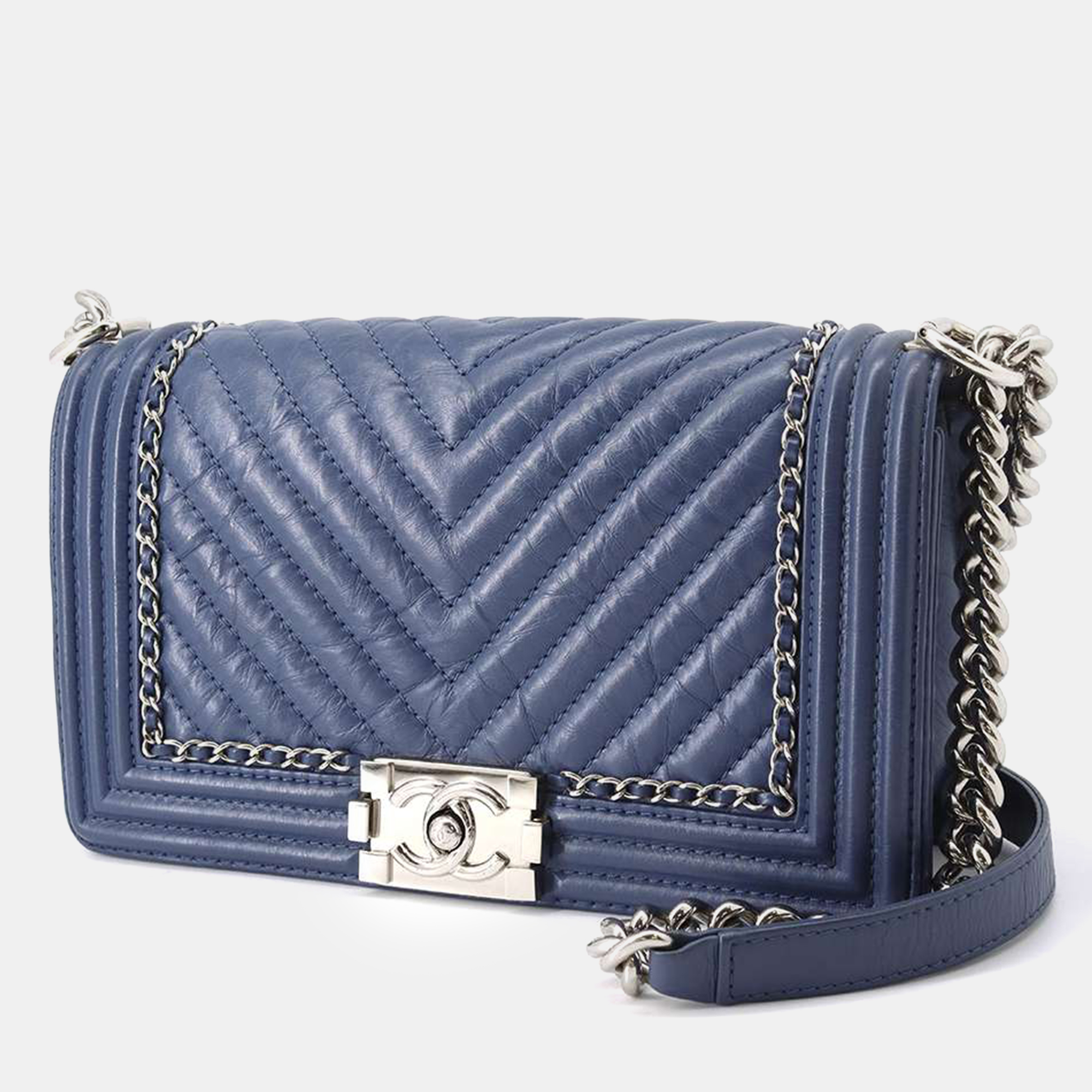 

Chanel Lambskin Leather  Boy Shoulder Bag, Blue
