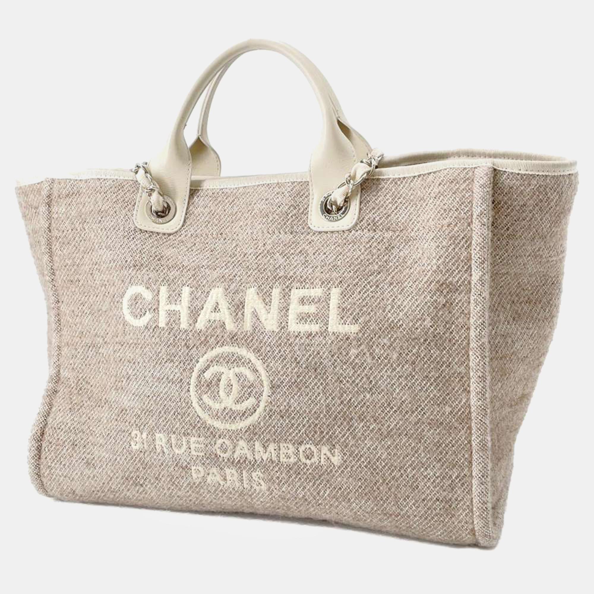 Pre-owned Chanel Beige Canvas Large Deauville Tote