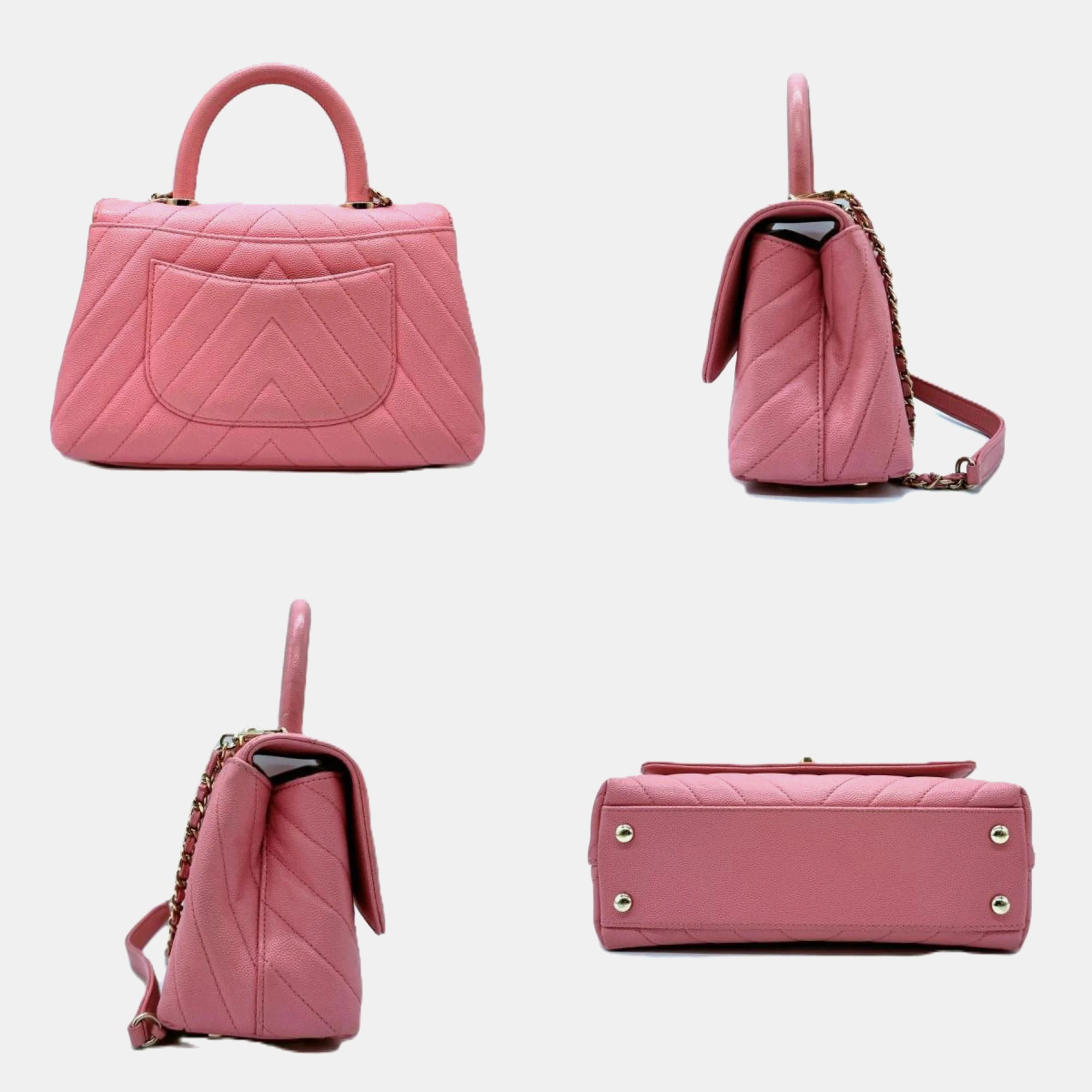 

Chanel Pink Leather  Coco Handle Top Handle Bags