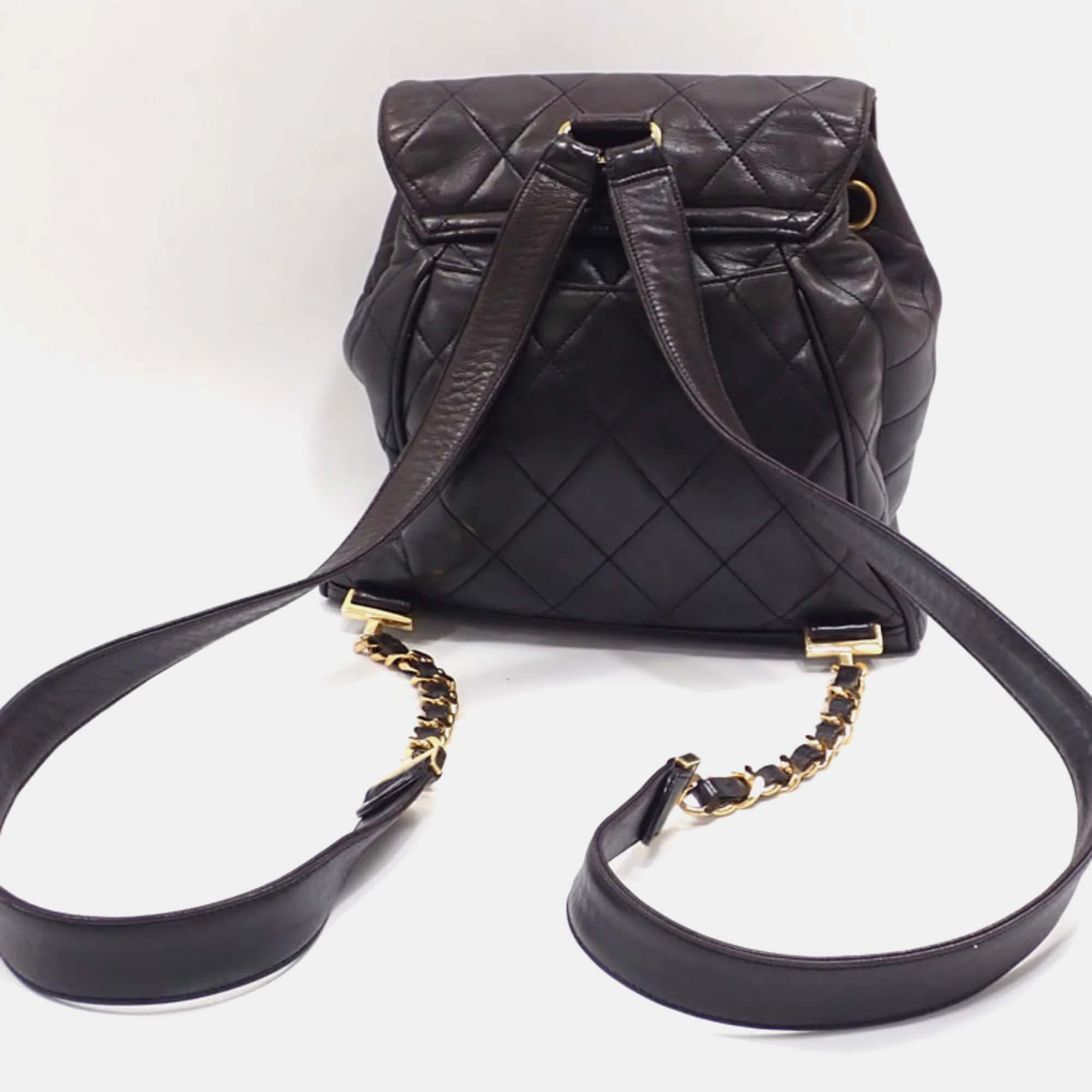 

CHANEL Black Vintage Quilted CC Backpack