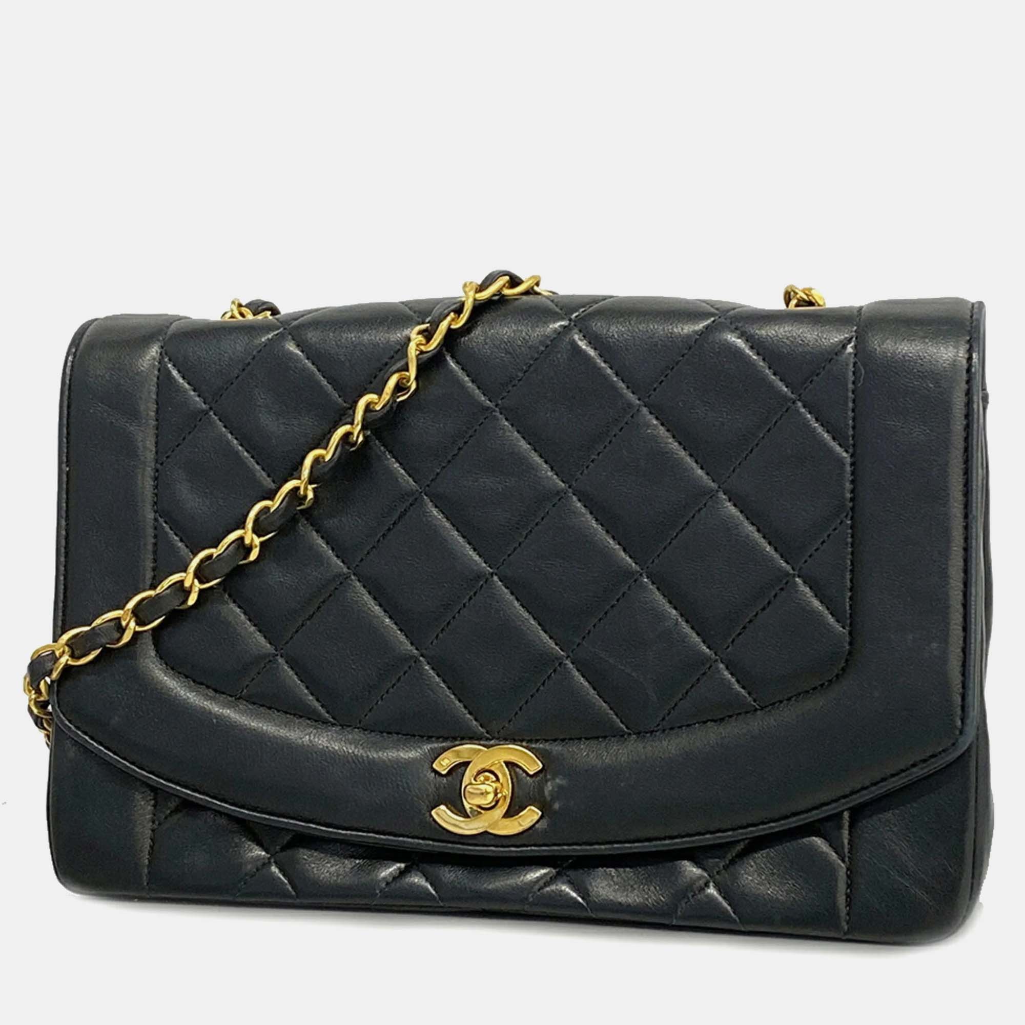 

Chanel Black Lambskin Diana Chain Shoulder Bag