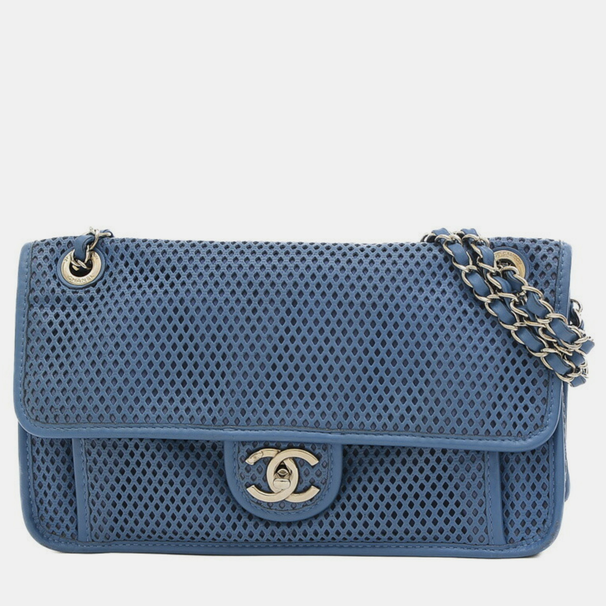 

Chanel Blue Quilted Caviar Leather CC French Riviera Flap Bag