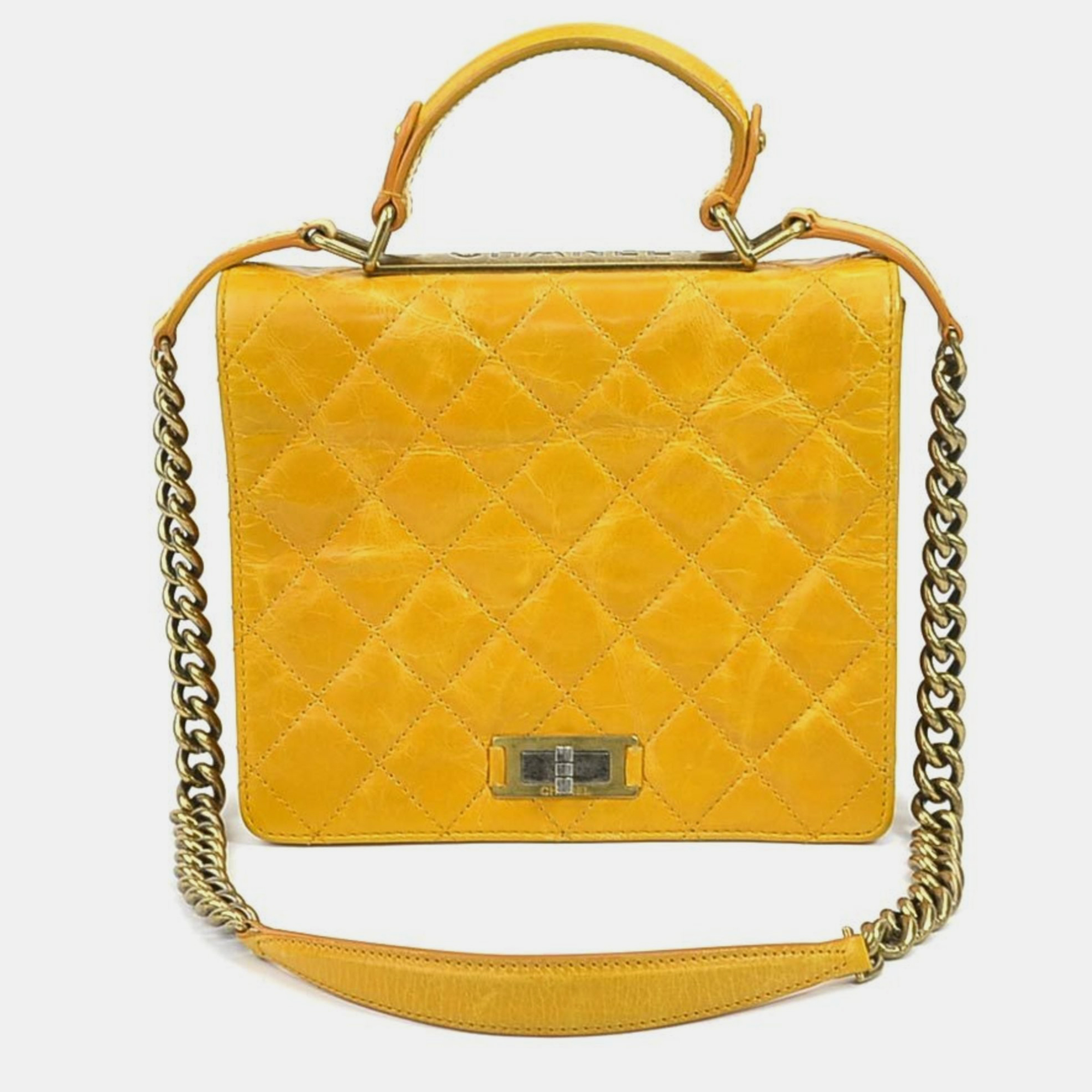 Pre-owned Chanel Large Rita Flap Shoulder Bags In Yellow