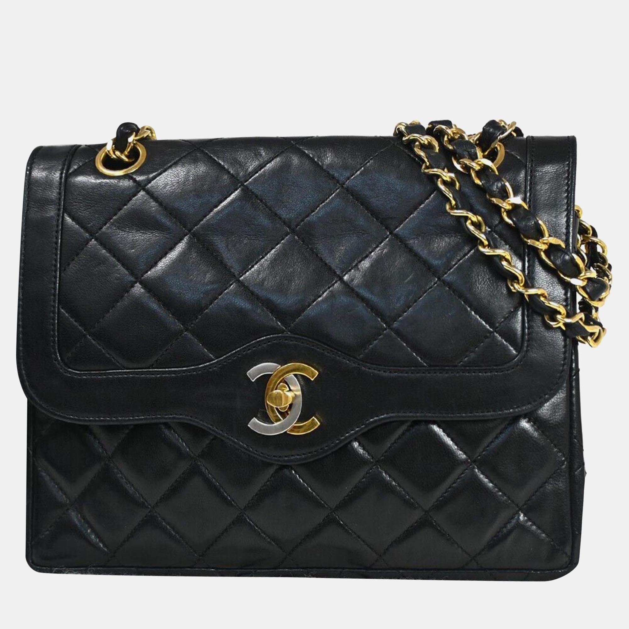 

Chanel Black Leather Small Paris Double Flap Bag