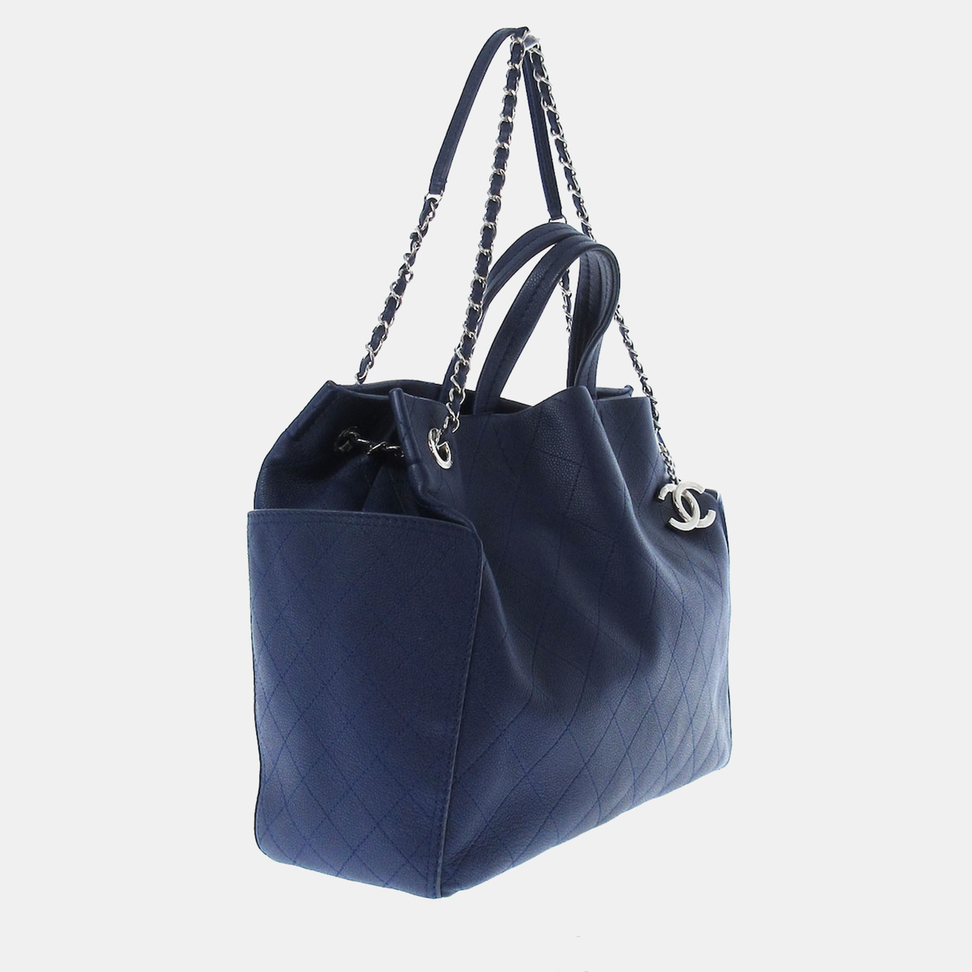 

Chanel Navy Leather Tote Bag, Navy blue