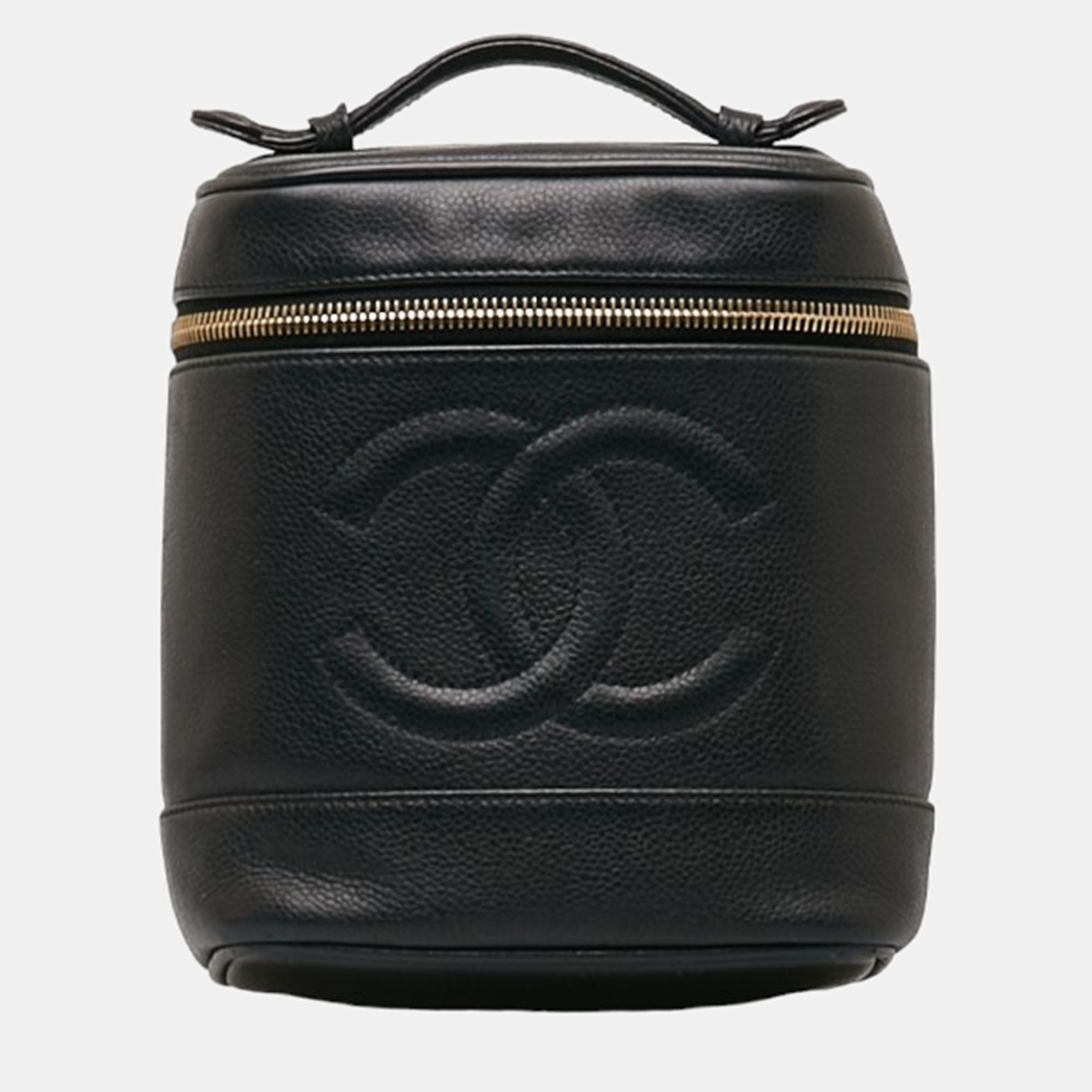 

Chanel Black Leather CC Caviar Vanity Bag