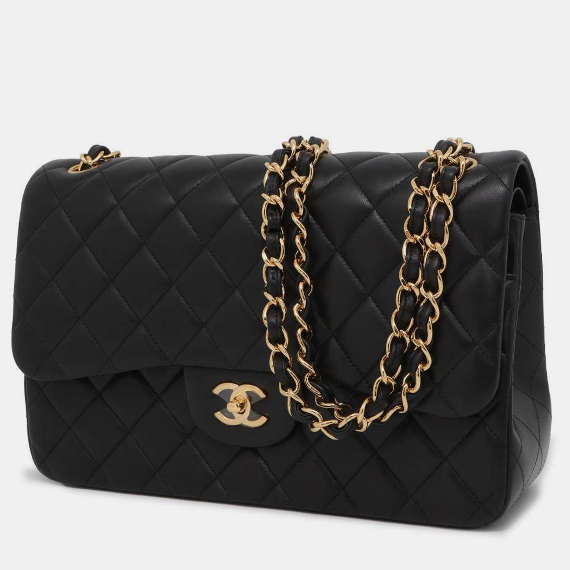 

Chanel Lambskin Leather  Classic Double Flap Shoulder Bag, Black