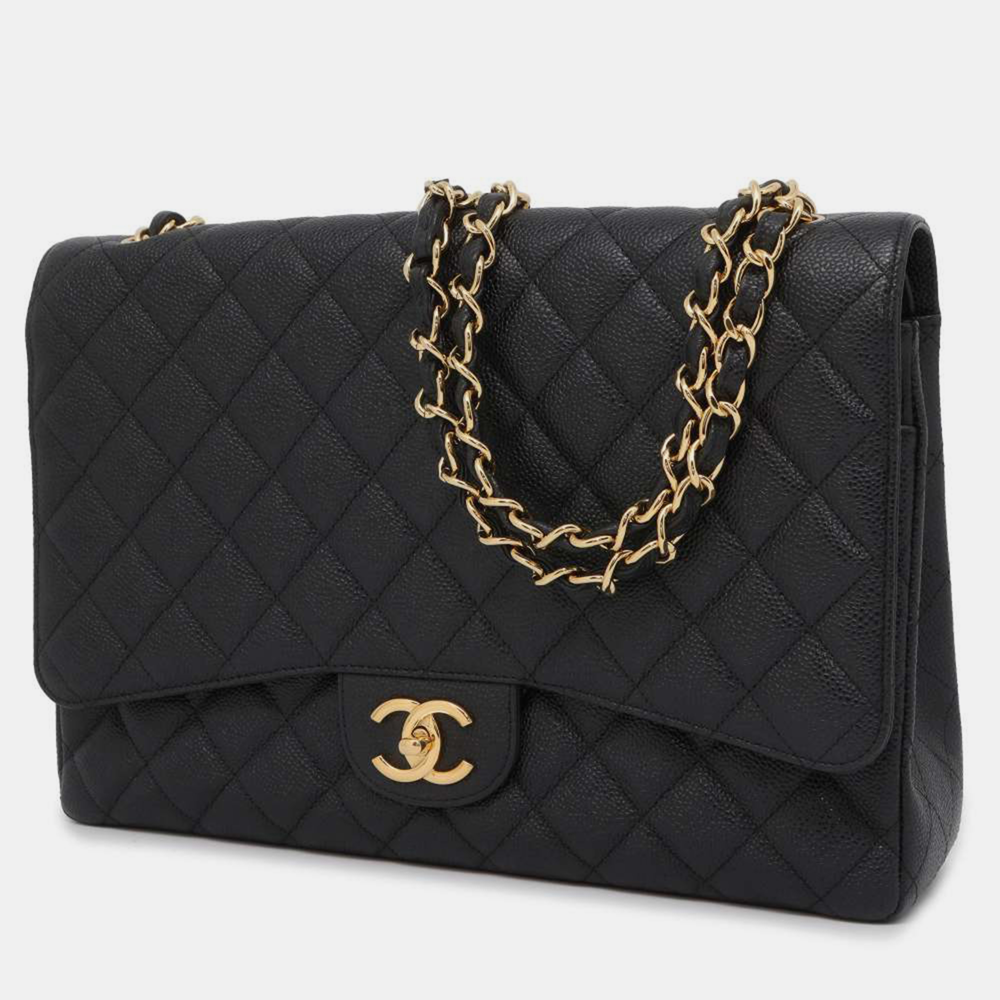 Pre-owned Chanel Black Leather Jumbo Classic Double Flap Shoulder Bag