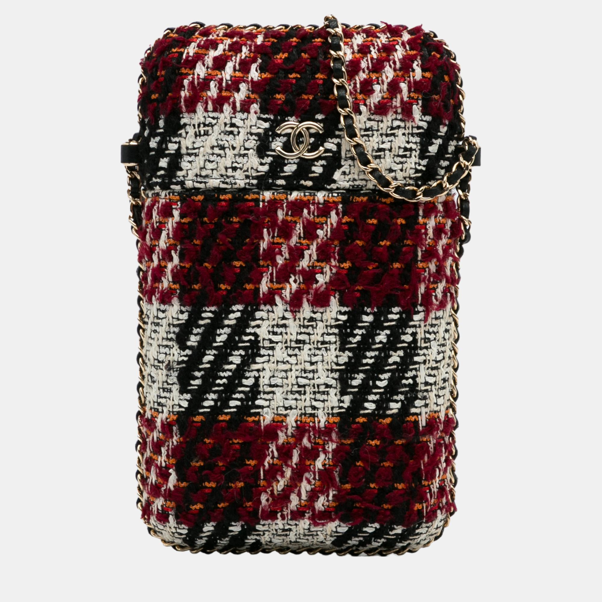 

Chanel Multicolour Tweed Chain Around Phone Holder, Multicolor