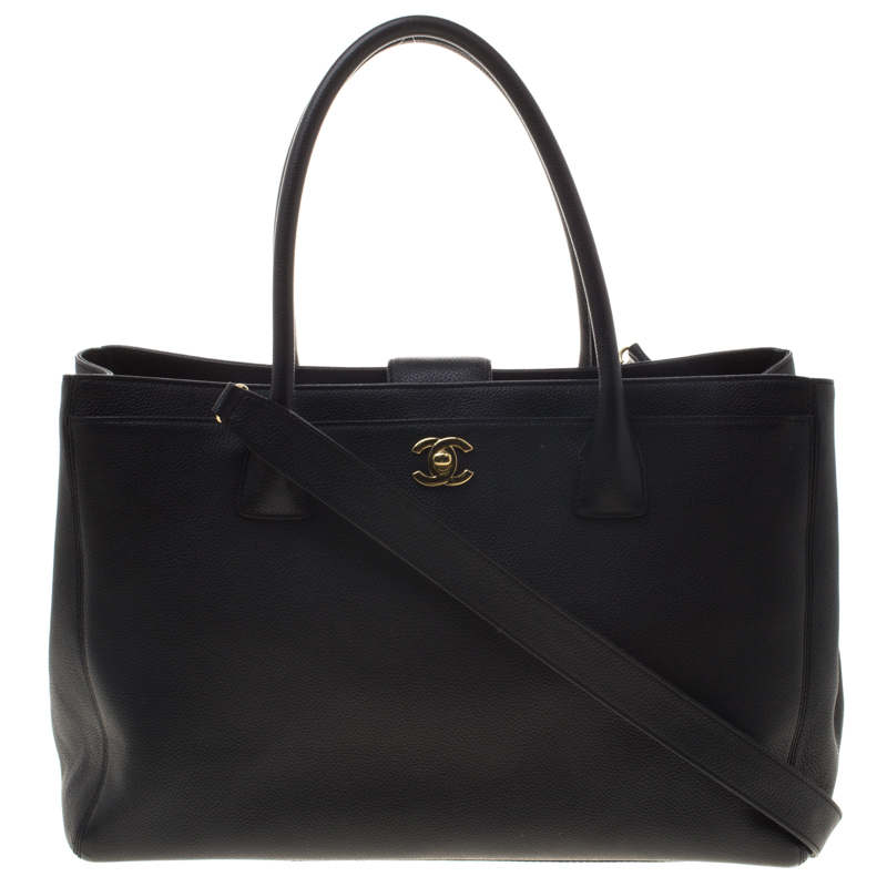 Pre Owned Chanel Black Caviar Leather Large Cerf Executive Tote