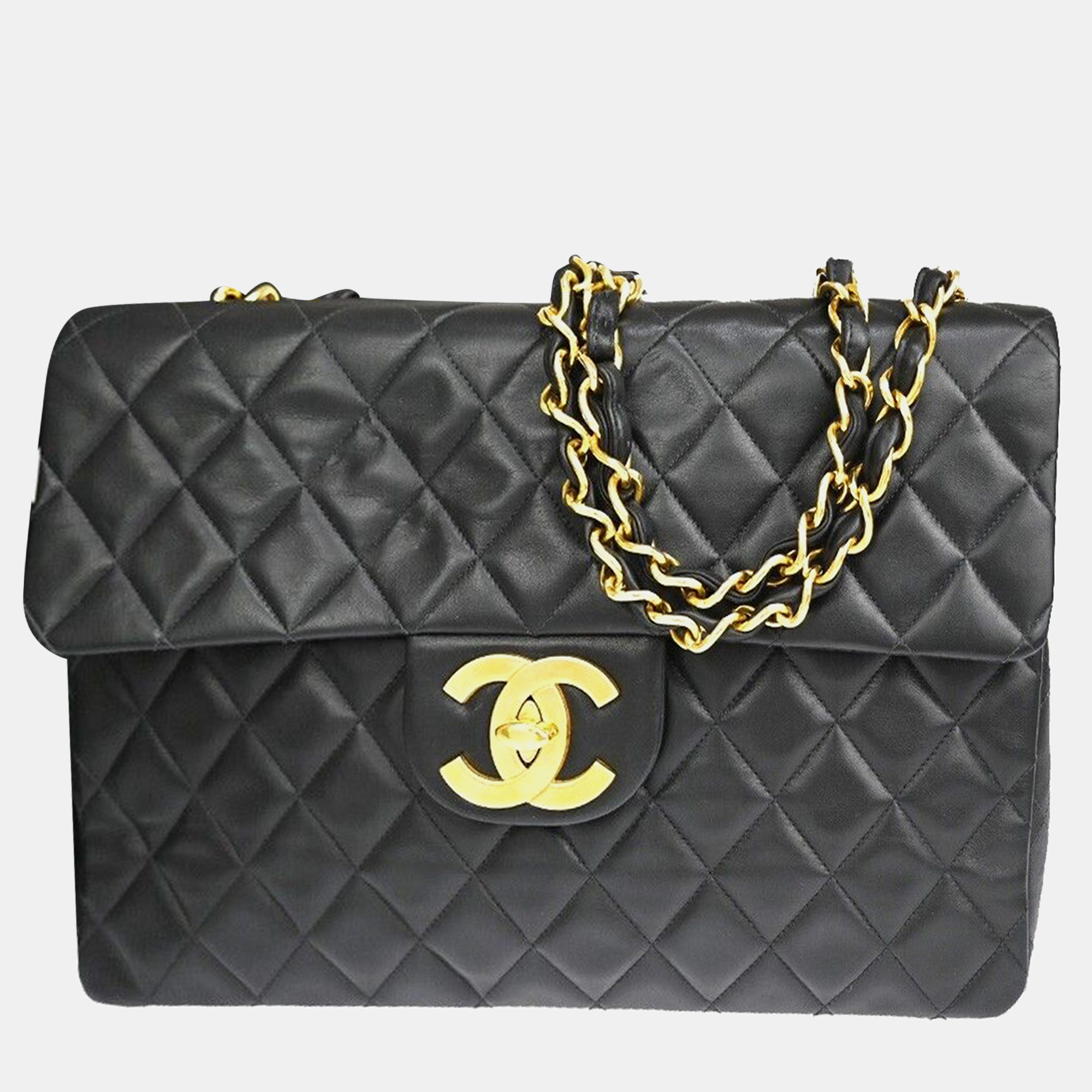 

Chanel Black Lambskin Vintage Jumbo  Flap Bag