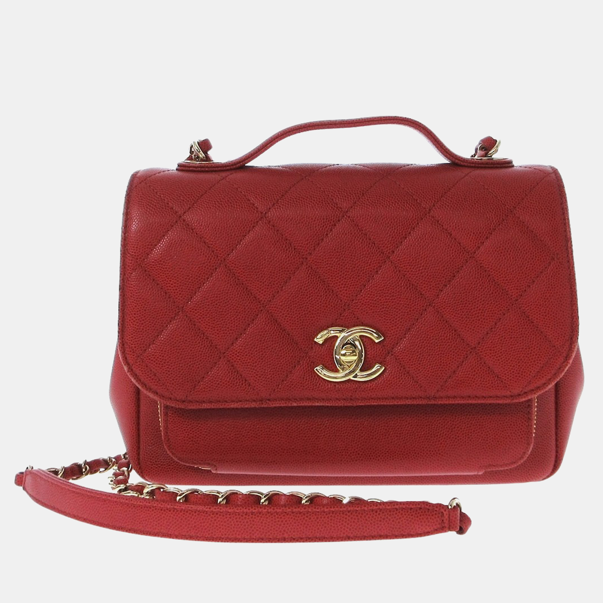 

Chanel Red Leather Business Affinity Shoulder bag