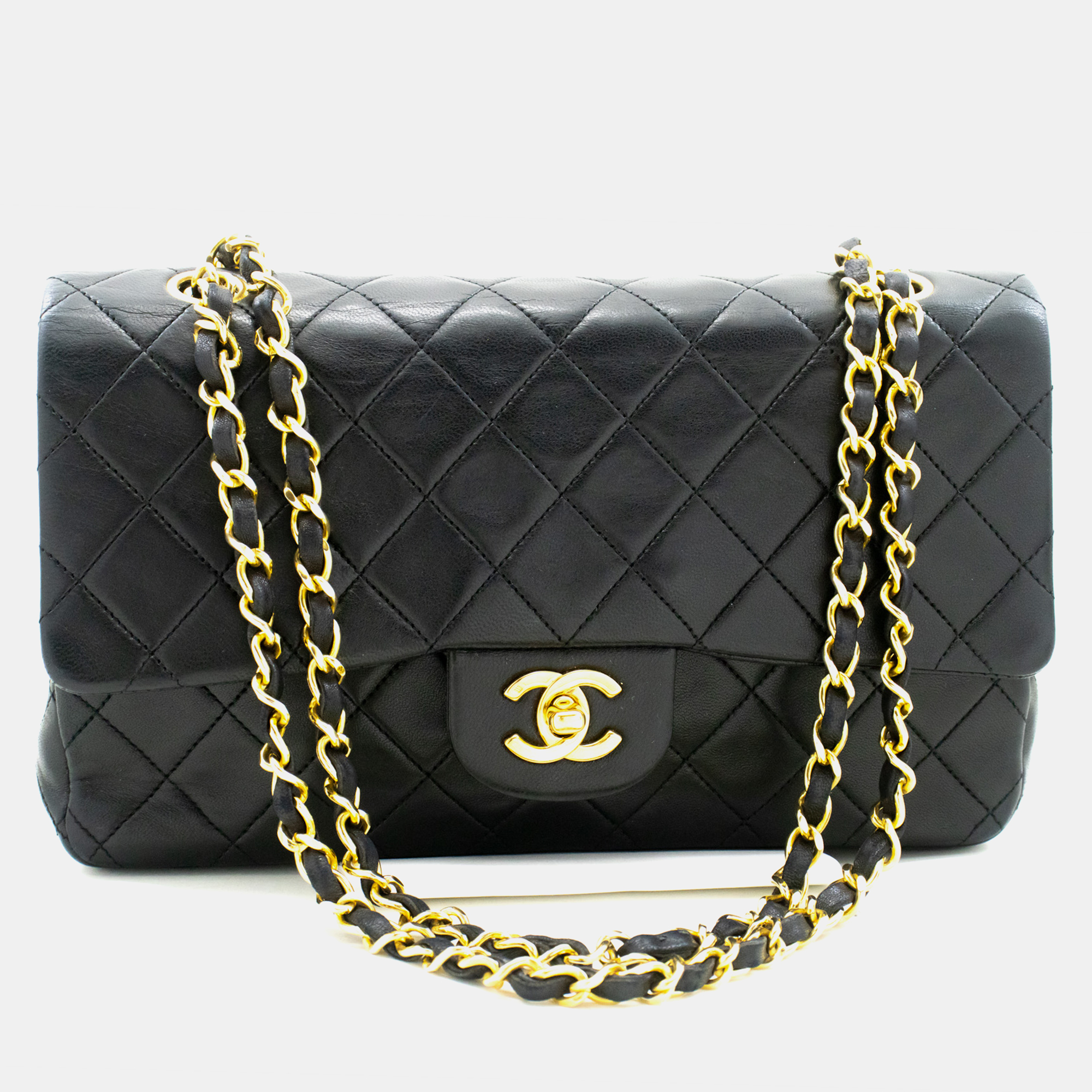 

Chanel Lambskin Leather  Classic Double Flap Shoulder Bags, Black