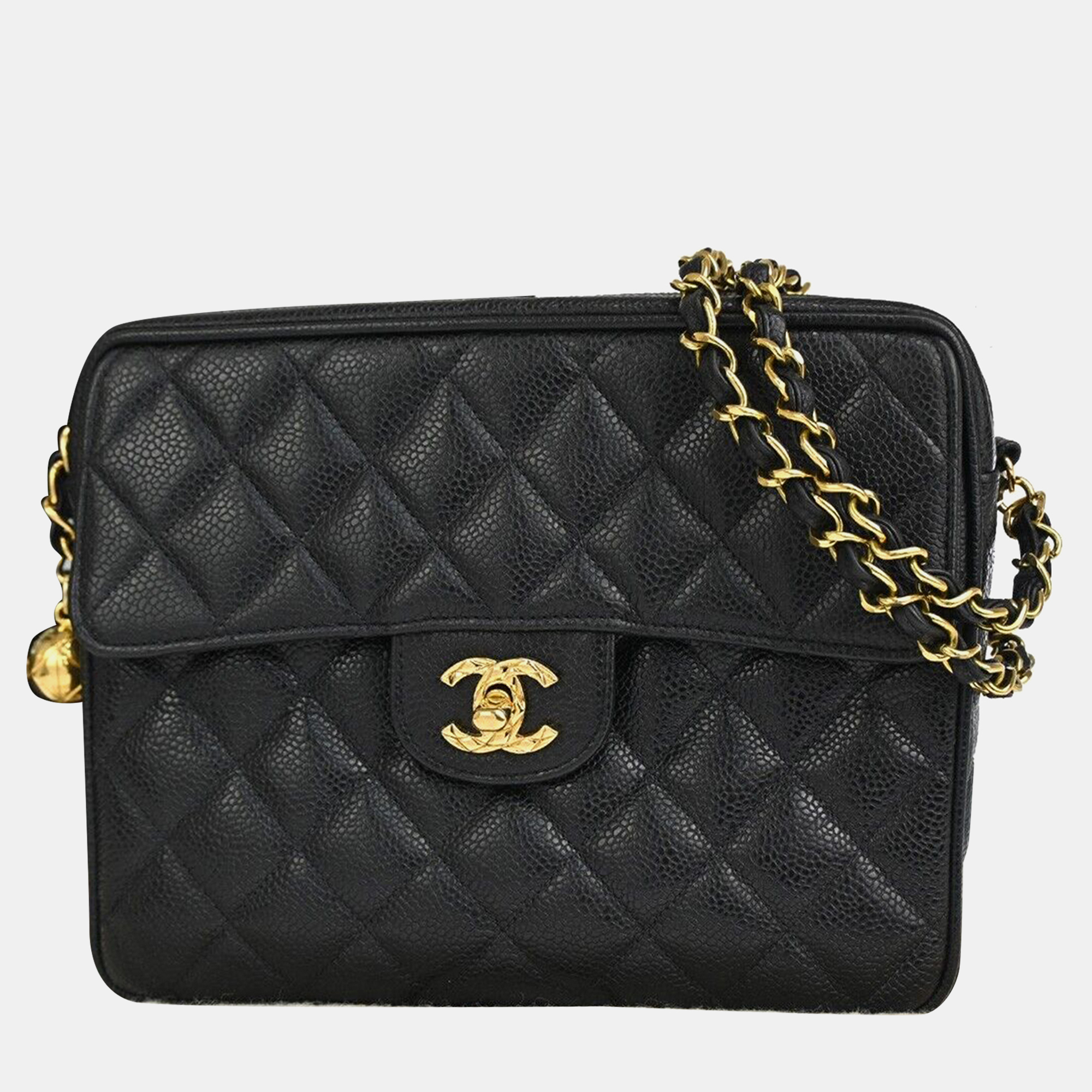 

Chanel Black Caviar Leather Quilted Shoulder Bag