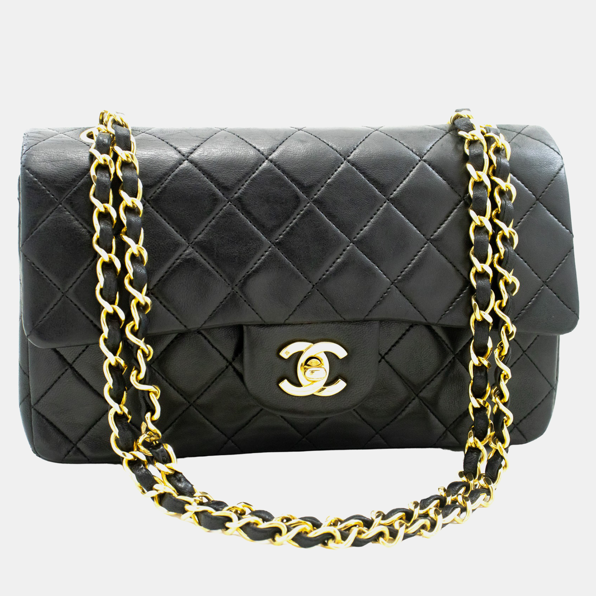 

Chanel Lambskin Leather Mini Classic Double Flap Shoulder Bags, Black