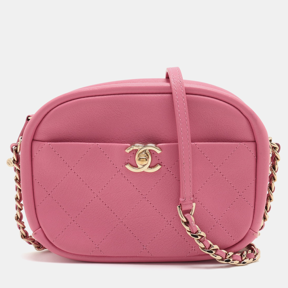 Pre-owned Chanel Pink Leather Camera Shoulder Bag