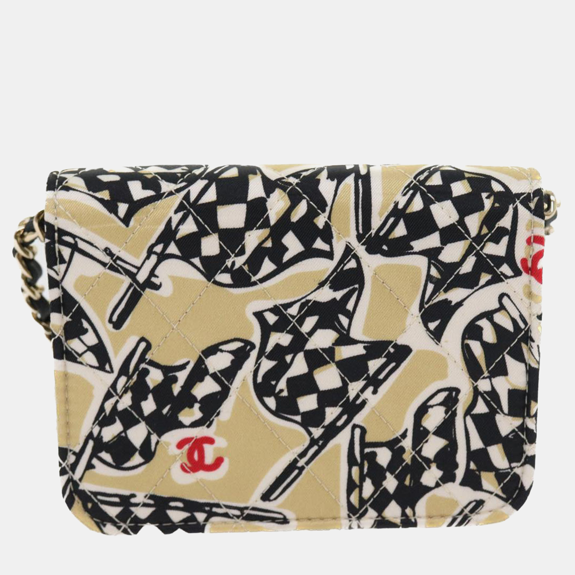 Chanel Beige Canvas Quilted Mini Flap Shoulder Bag 