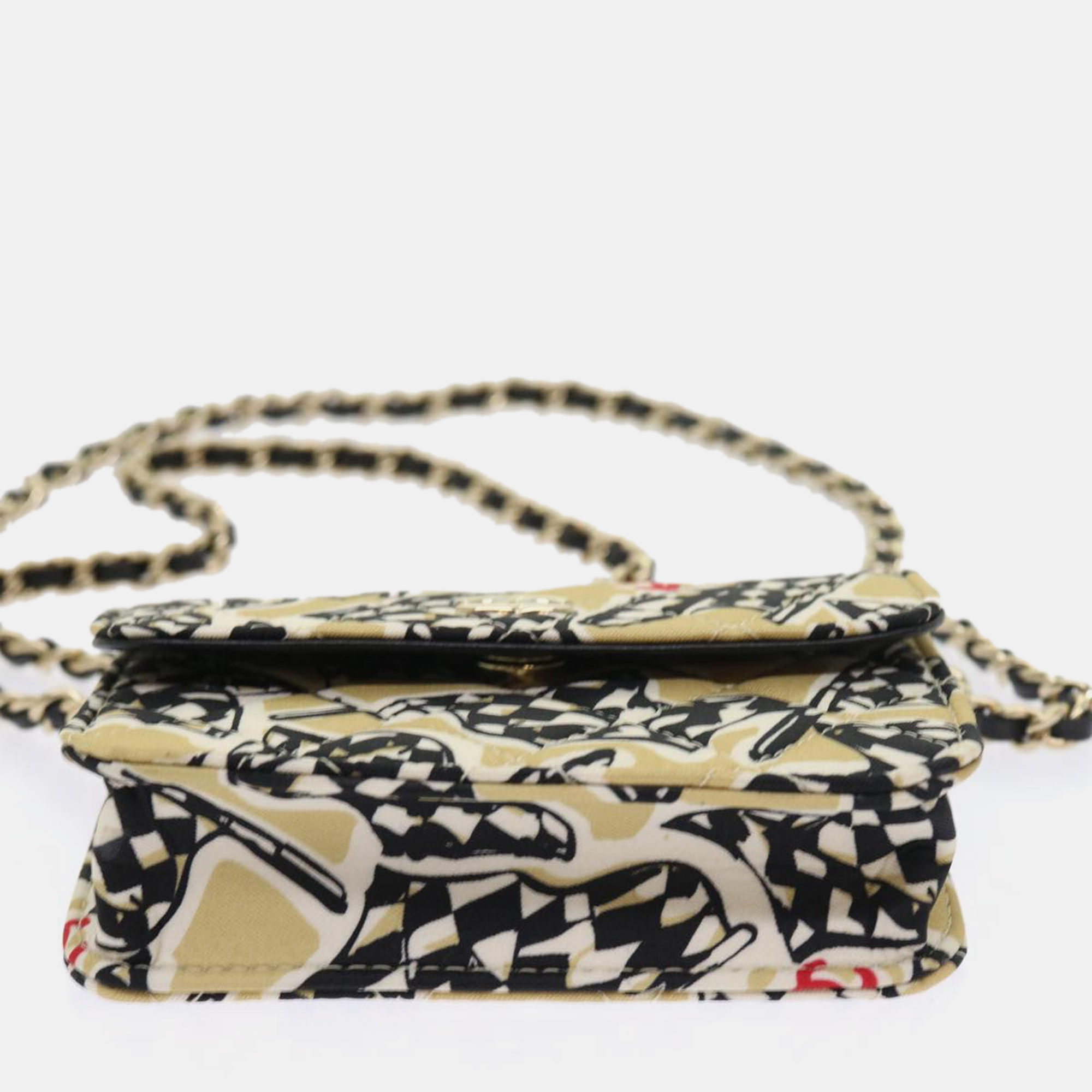 Chanel Beige Canvas Quilted Mini Flap Shoulder Bag 