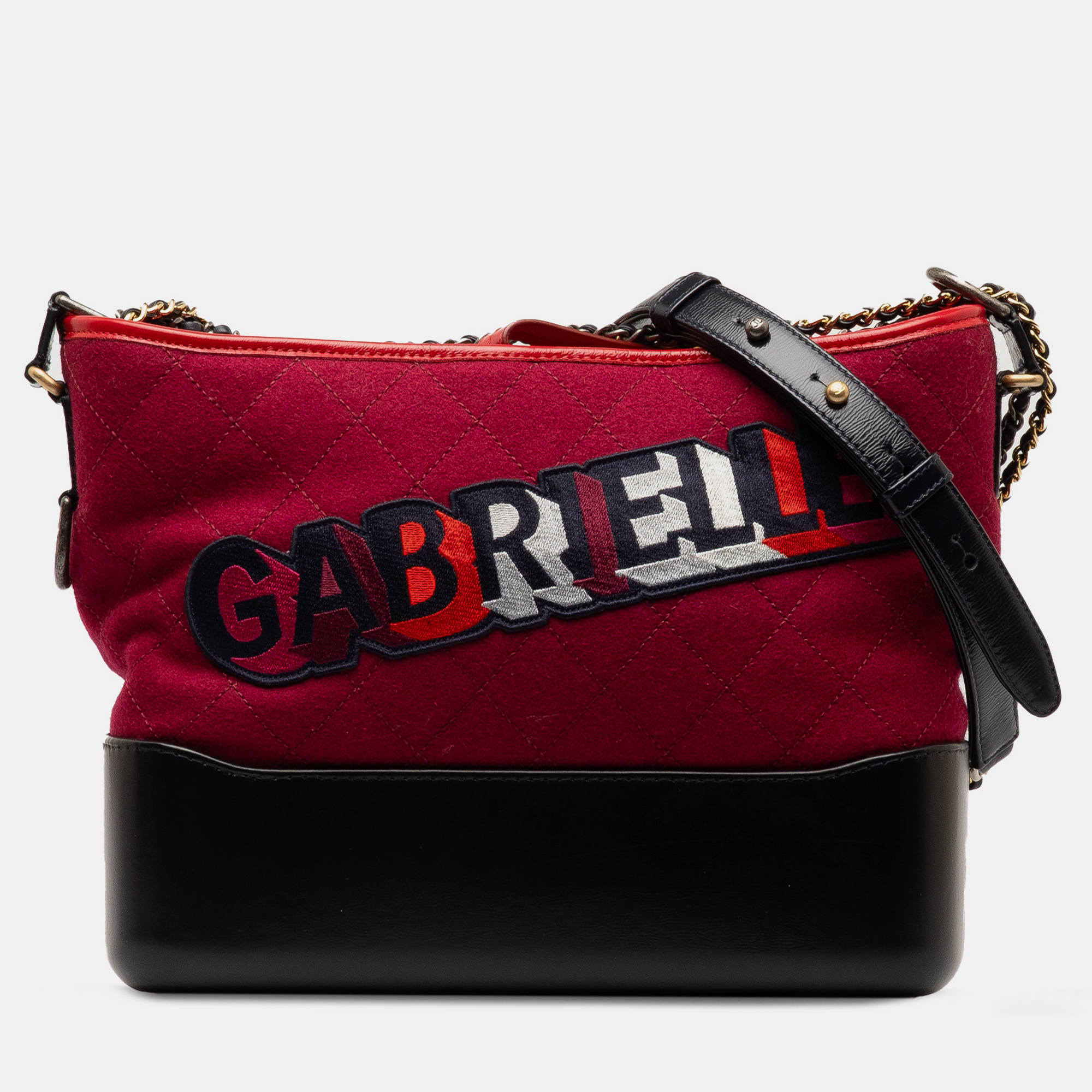 Pre-owned Chanel Small Wool Gabrielle Crossbody Bag In Red