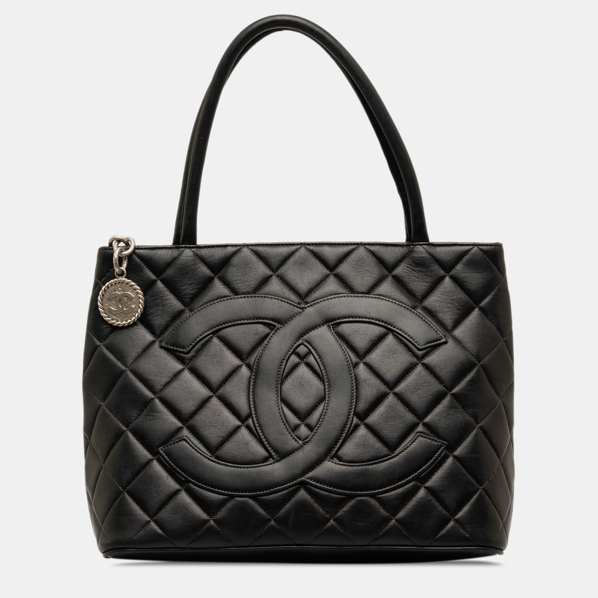 

Chanel Lambskin Medallion Tote Bag, Black
