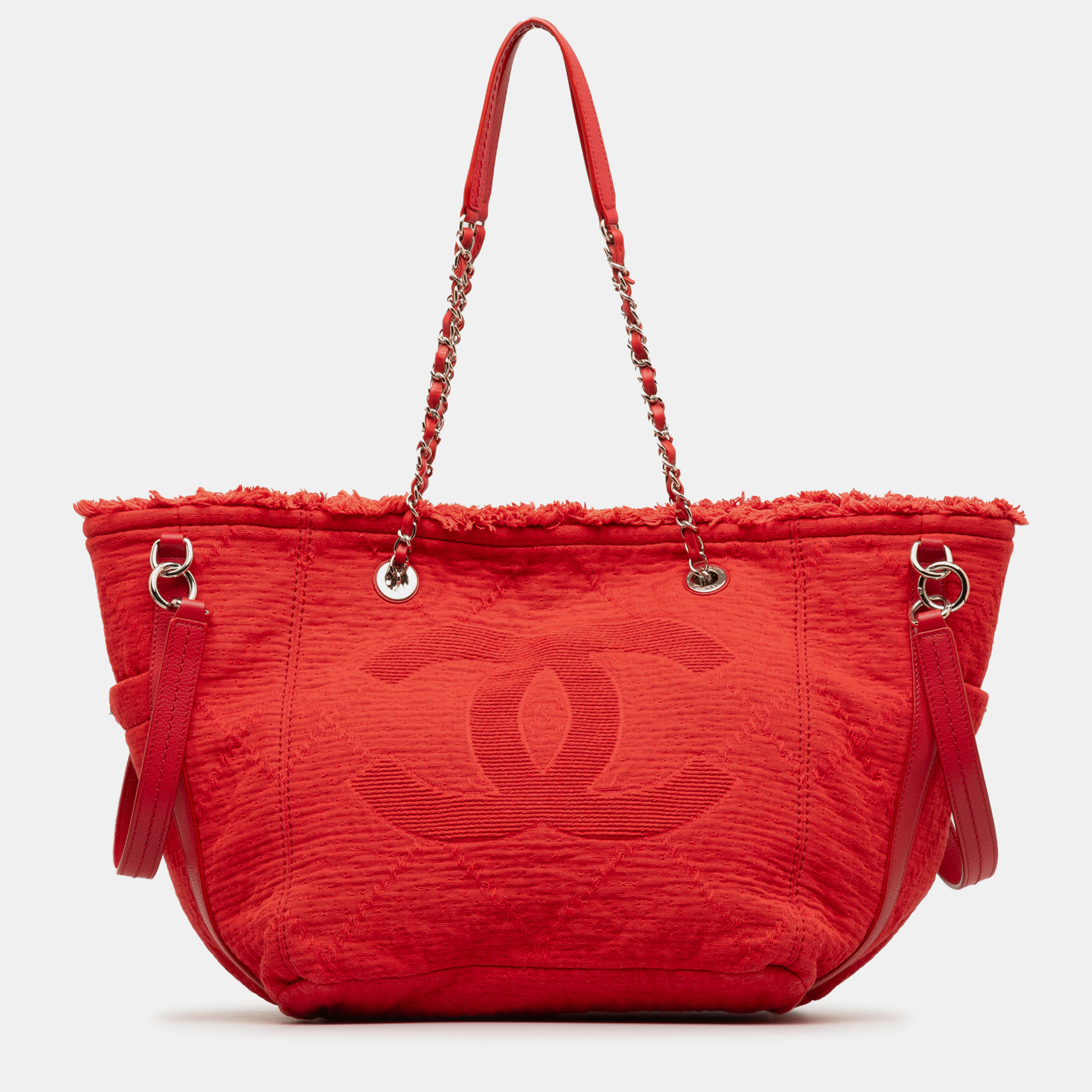 Pre-owned Chanel Large Double Face Shopping Tote In Red