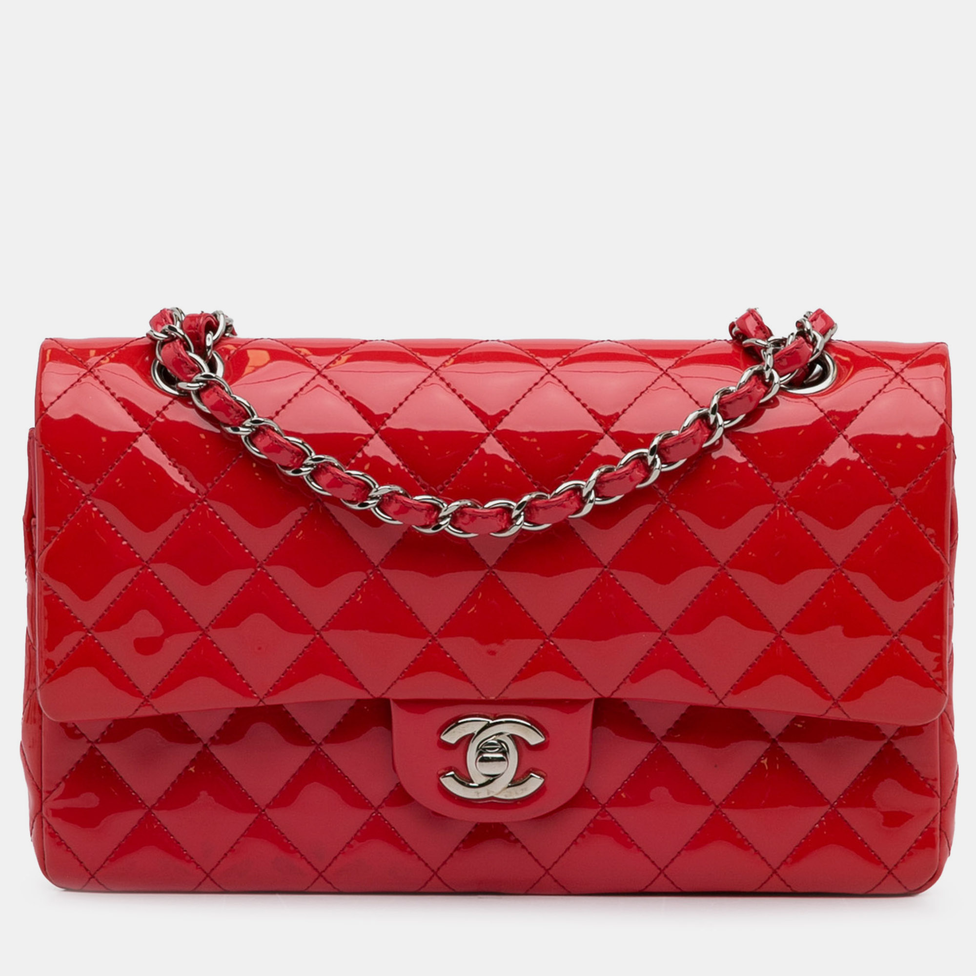 

Chanel Medium Classic Patent Double Flap, Red