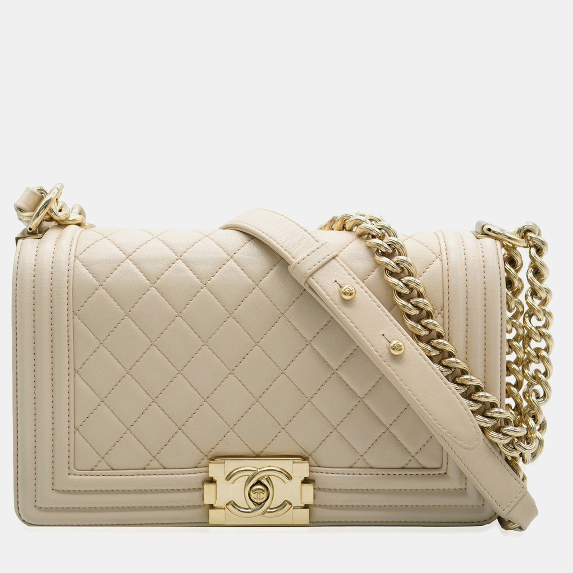 

Chanel Beige Quilted Lambskin Medium Boy Bag