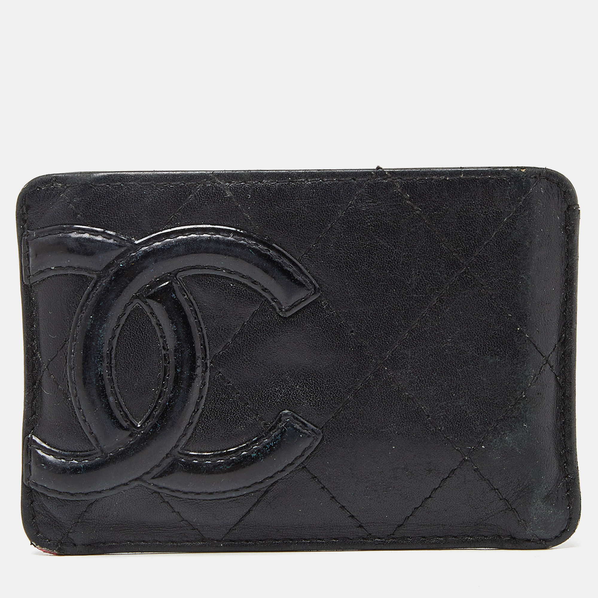Pre-owned Chanel Black Quilted Leather Cambon Ligne Card Holder