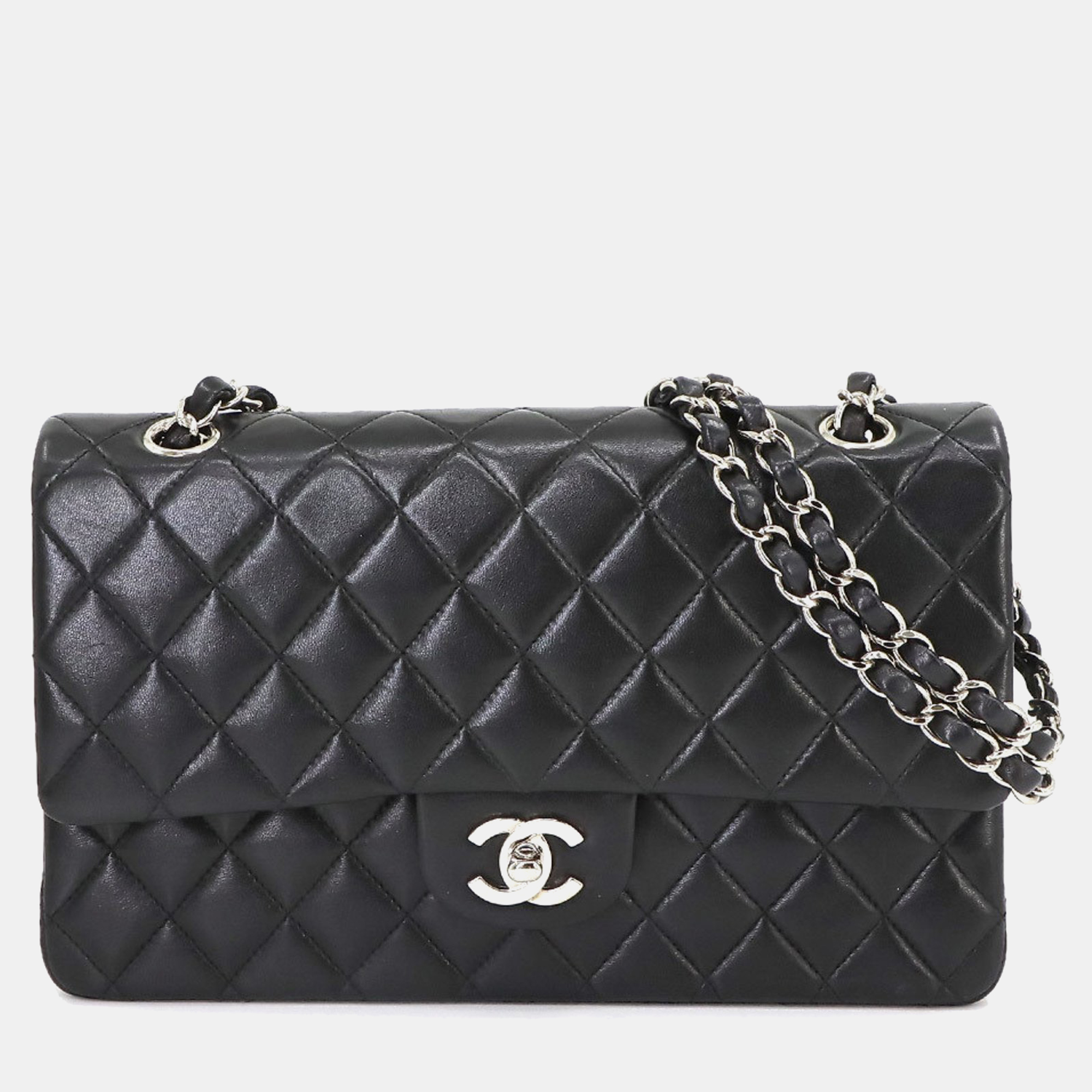 

Chanel Black Lambskin Leather  Classic Double Flap Shoulder Bags