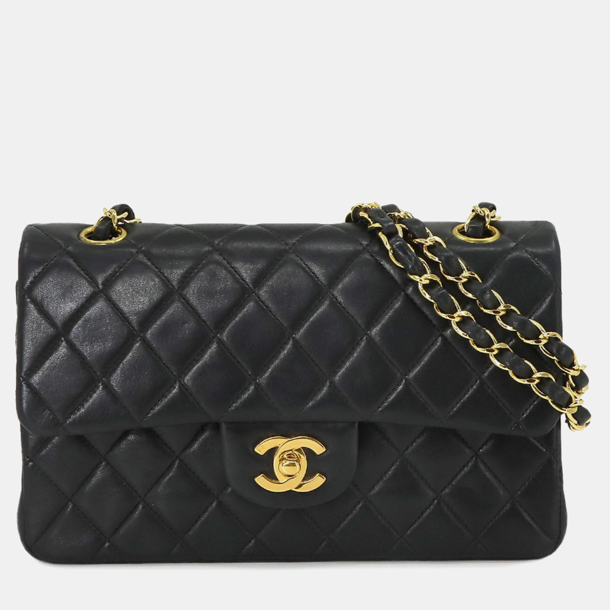 

Chanel Lambskin Leather Medium Classic Double Flap Shoulder Bags, Black