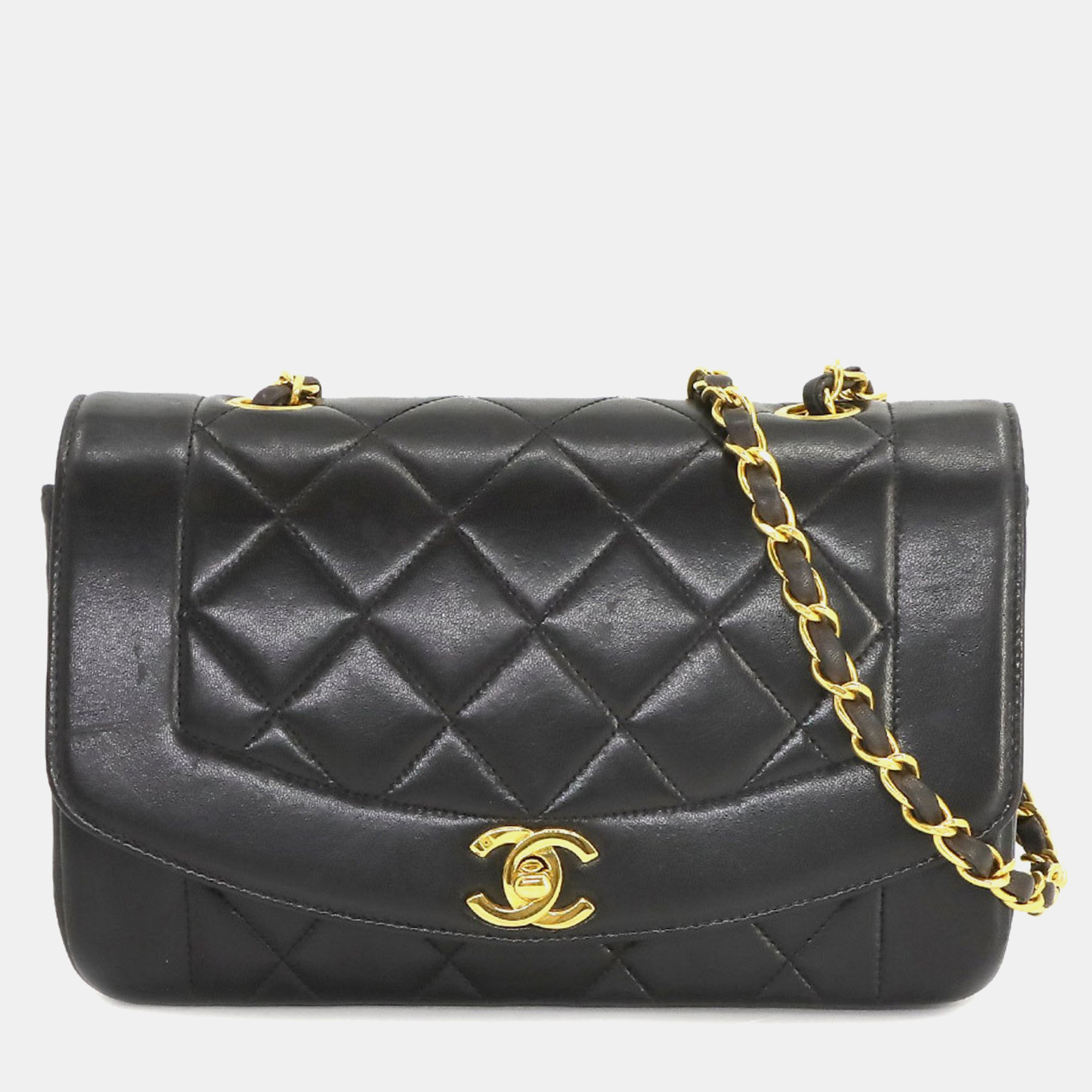 Chanel Black Leather Vintage Diana Shoulder Bag