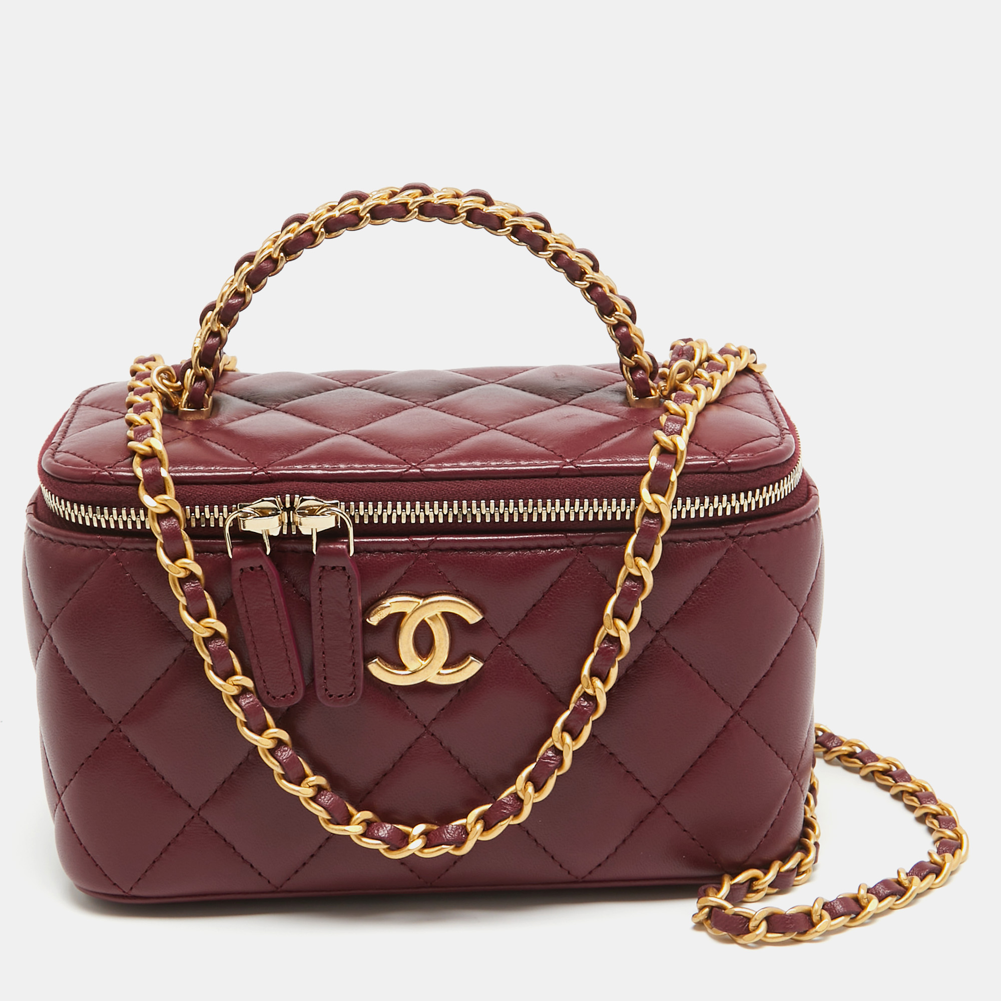 

Chanel Burgundy Quilted Leather Pick Me Up Vanity Bag