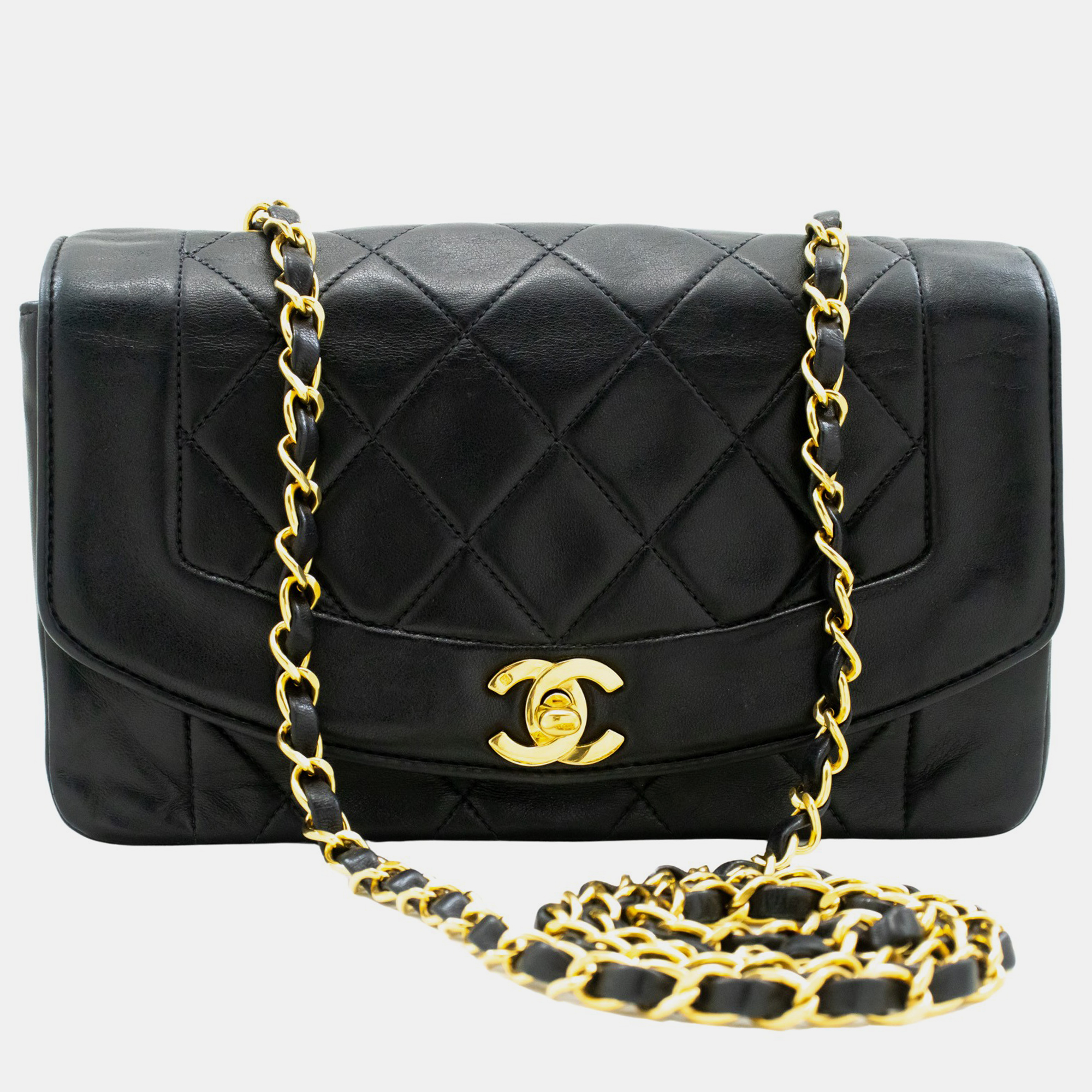 

Chanel Black Leather Vintage Diana Flap Bag