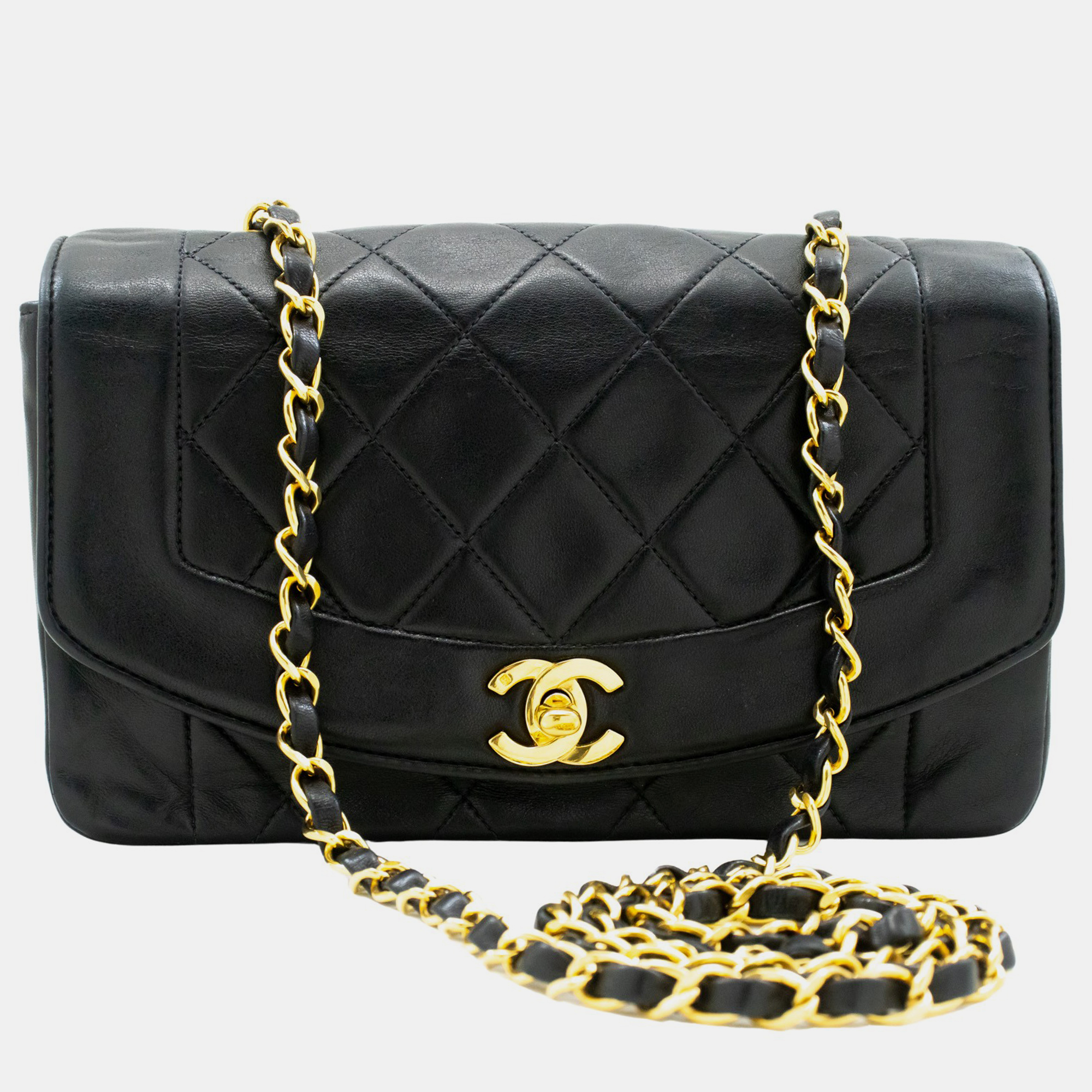 Pre-owned Chanel Black Leather Vintage Diana Flap Bag