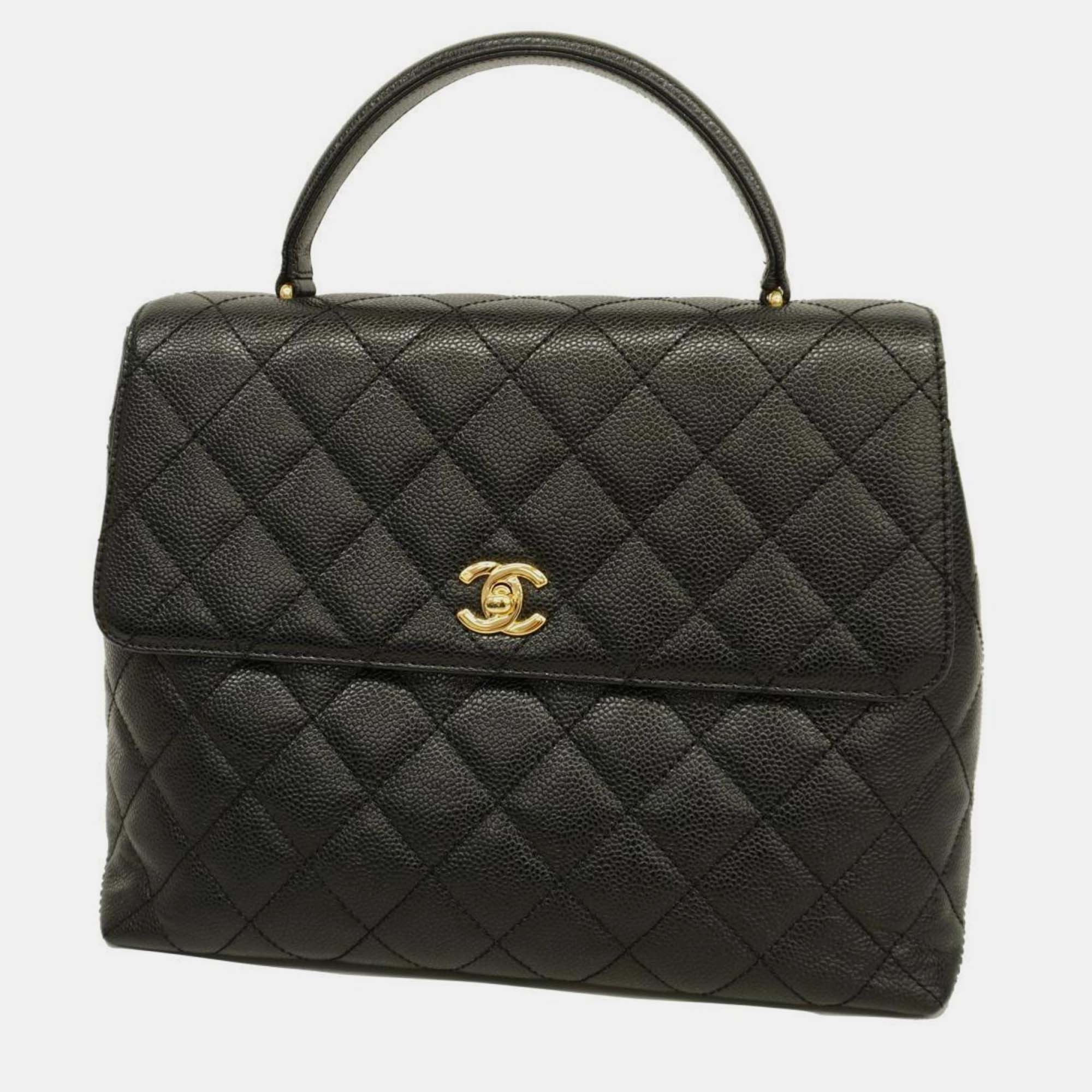 

Chanel Black Leather Kelly Top Handle Bag