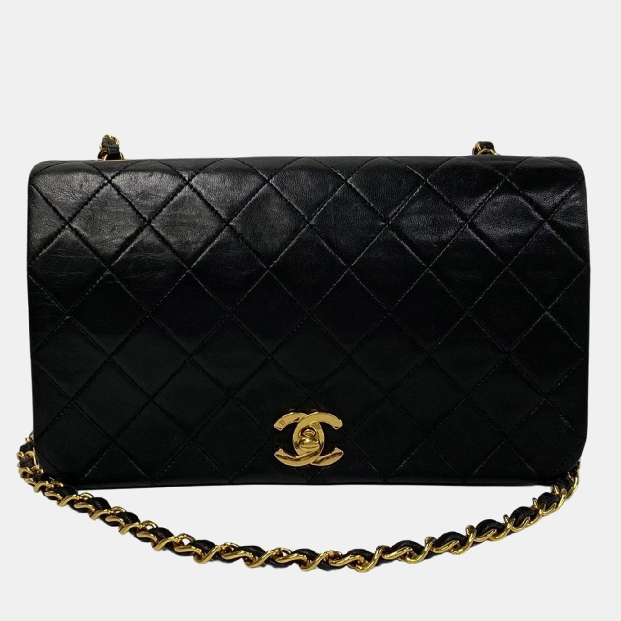

Chanel Black Leather Full Flap Bag