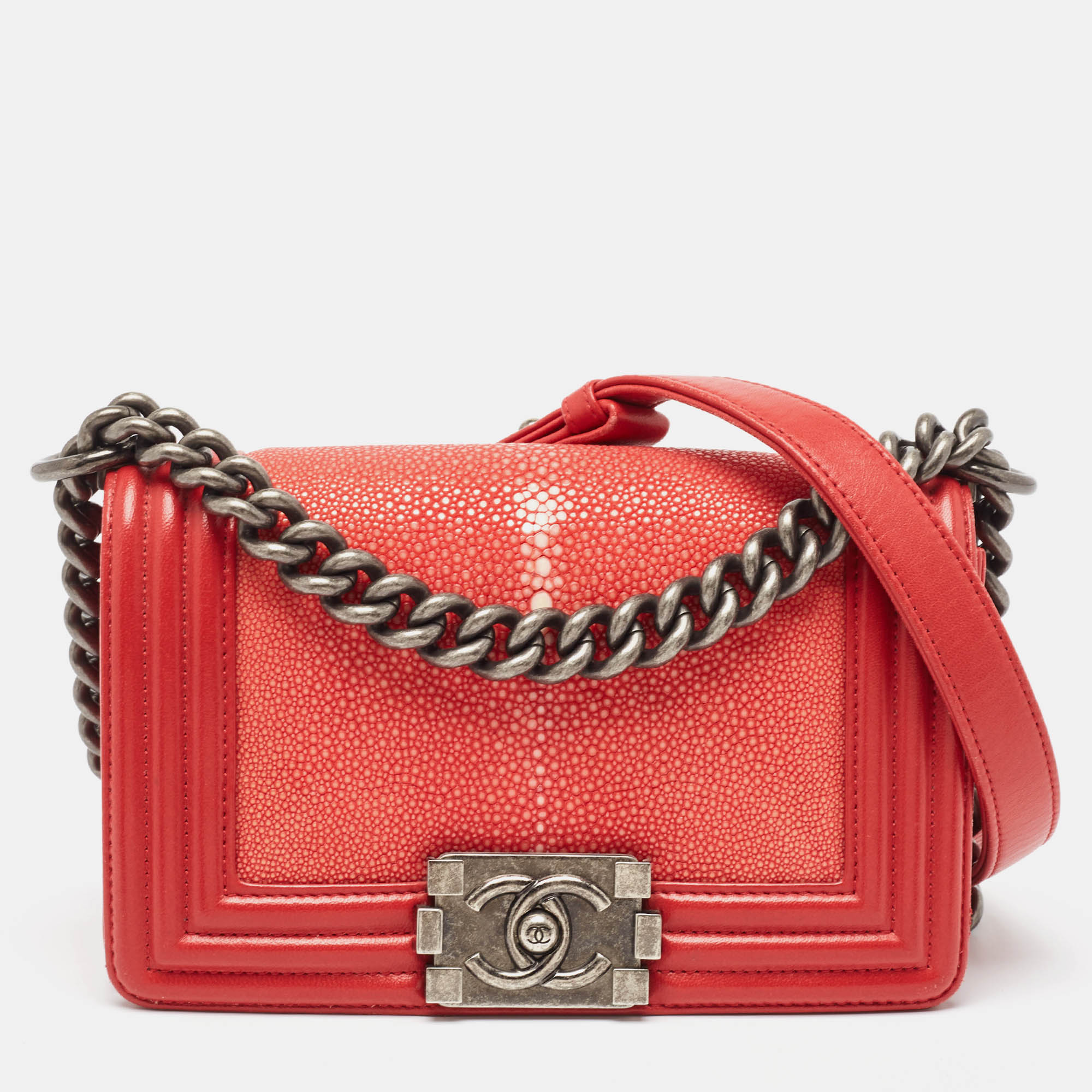 

Chanel Red Stingray and Leather  Boy Bag