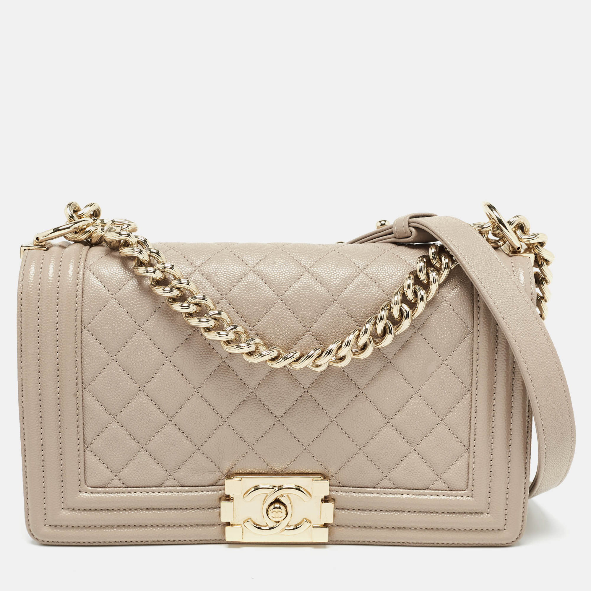 

Chanel Beige Quilted Leather  Boy Flap Bag