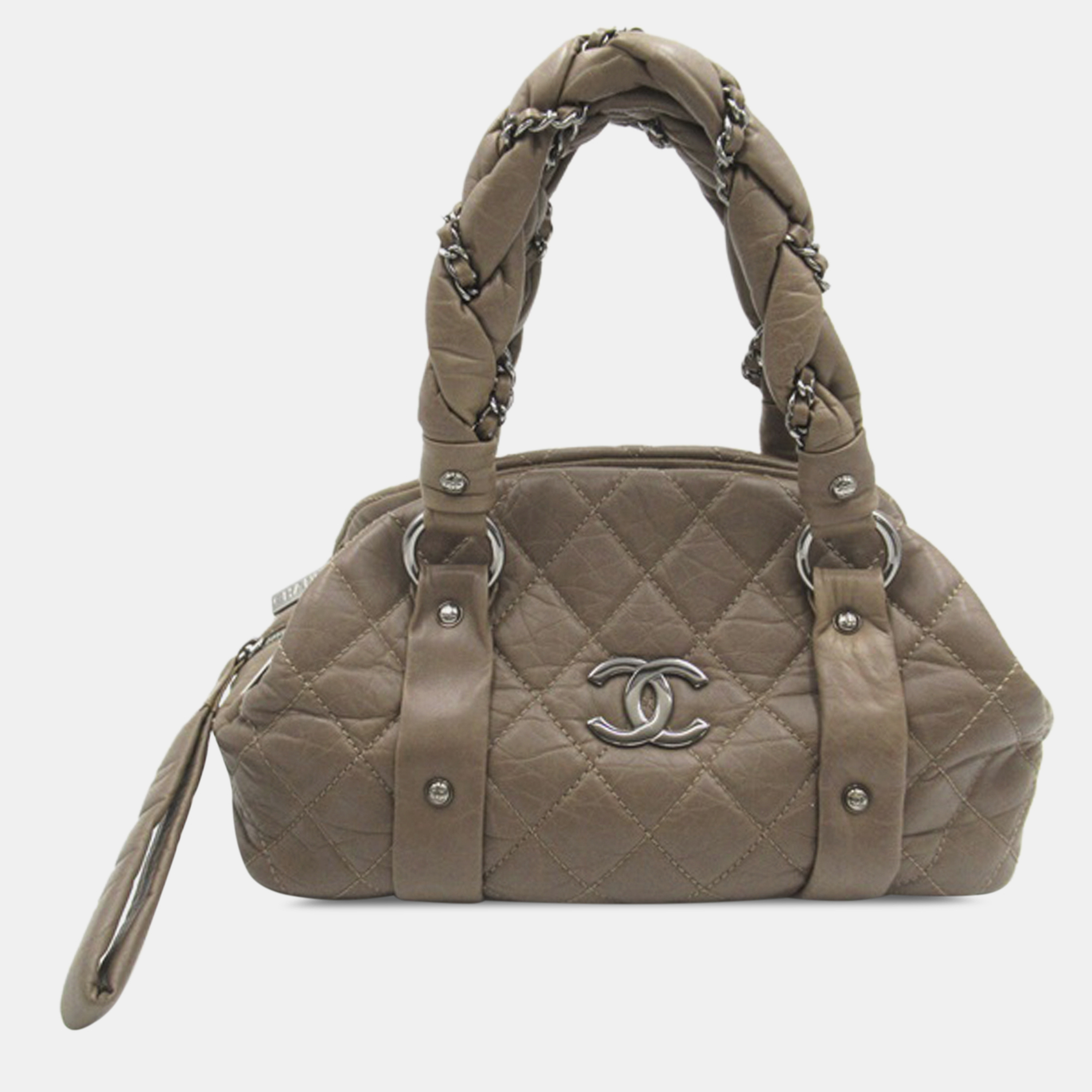 

Chanel Distressed Lambskin Lady Braid Bowler Handbag, Beige