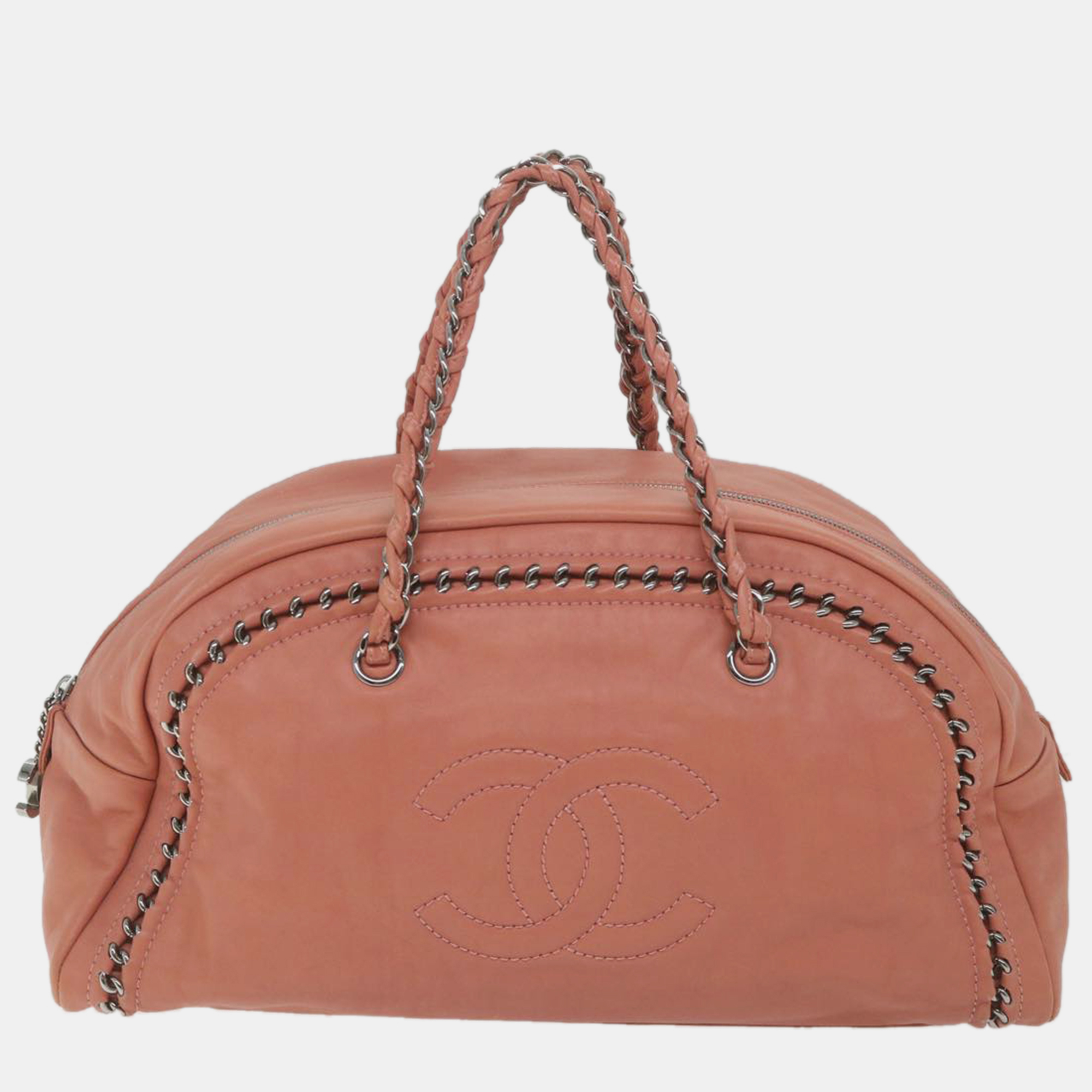 

Chanel Peach Leather  Luxe Ligne Satchel, Pink