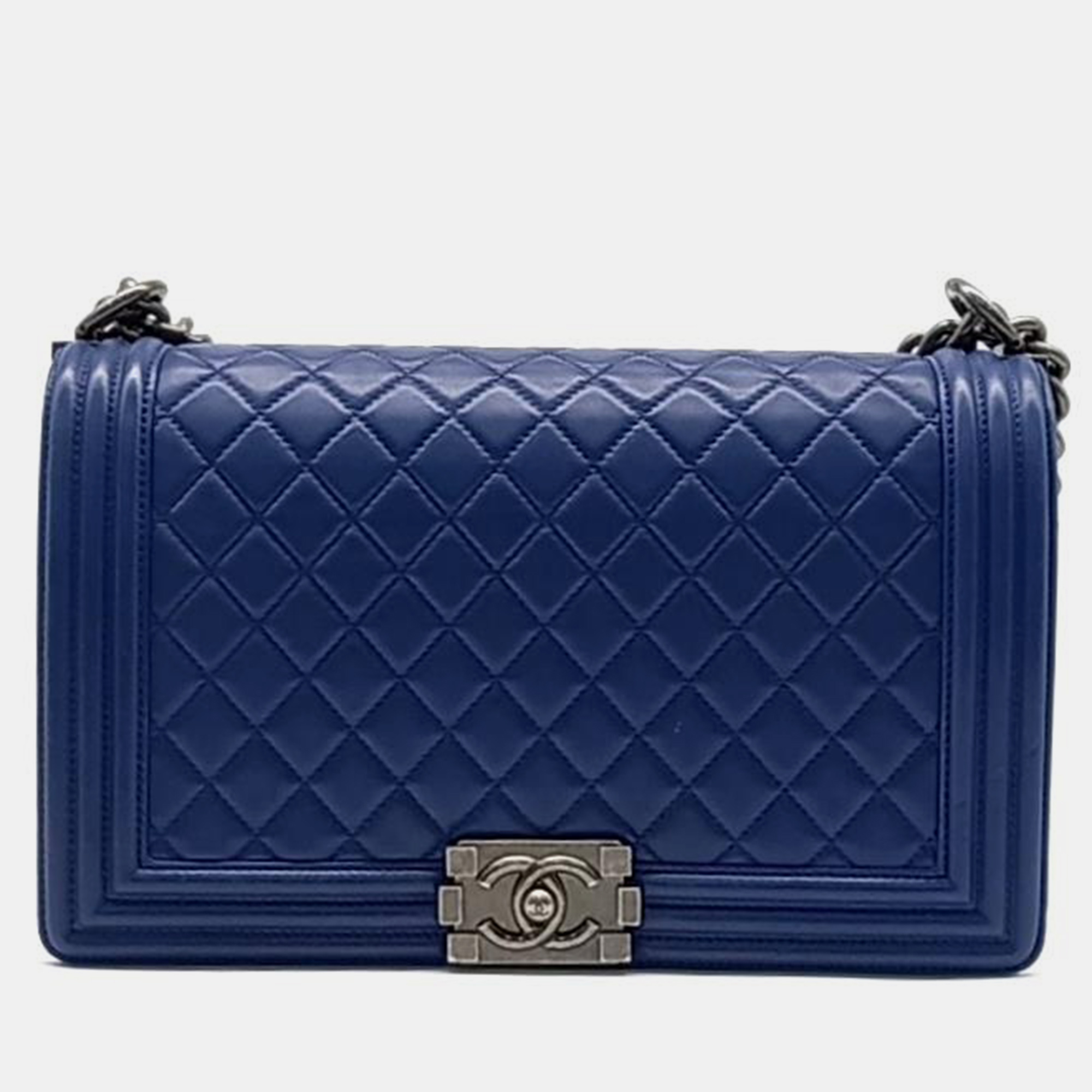 

Chanel Blue Leather Medium Boy Bag