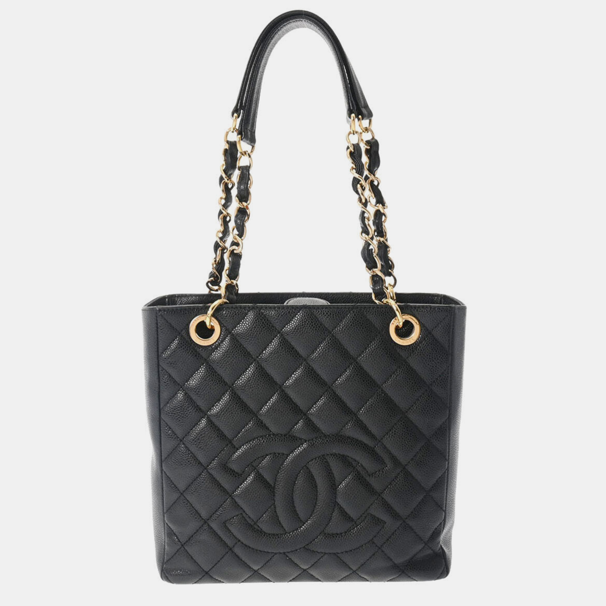 

Chanel Black Caviar Leather Petit Shopping Tote Bag