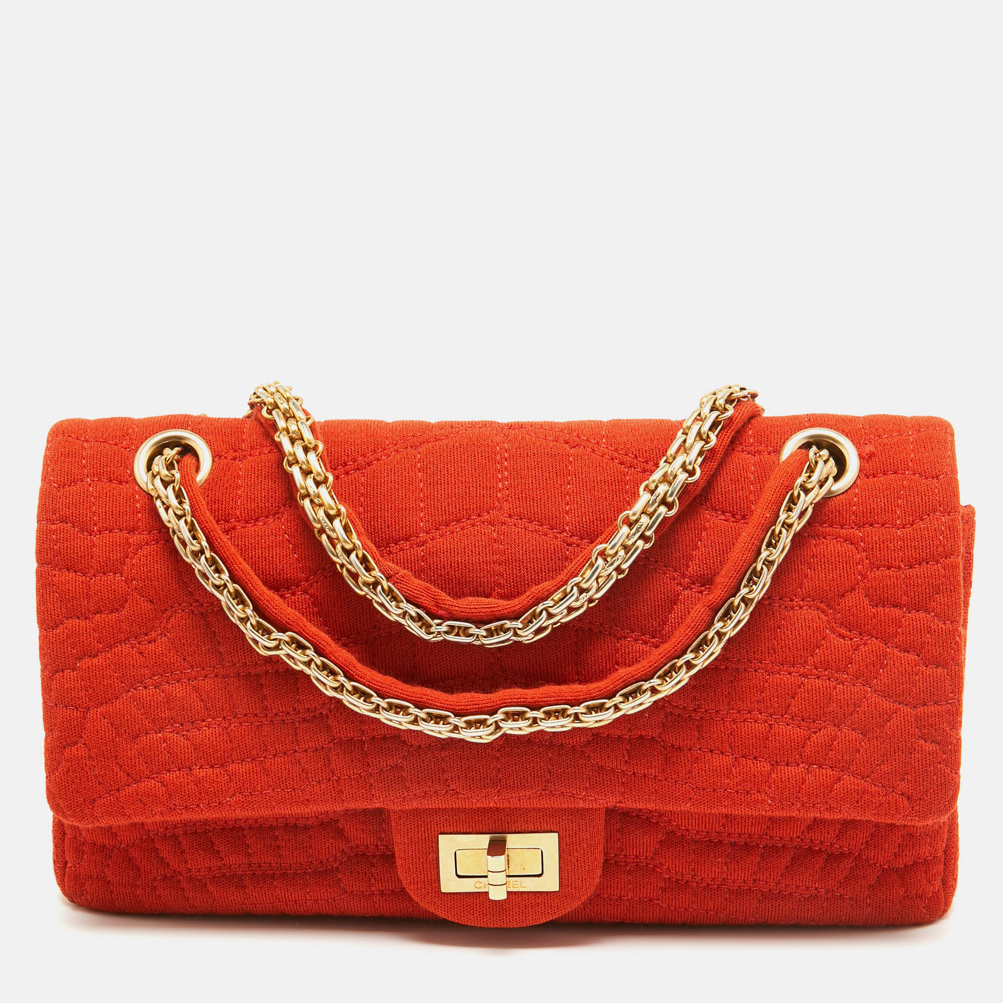 

Chanel Orange Croc Quilted Jersey 225 Reissue 2.55 Flap Bag