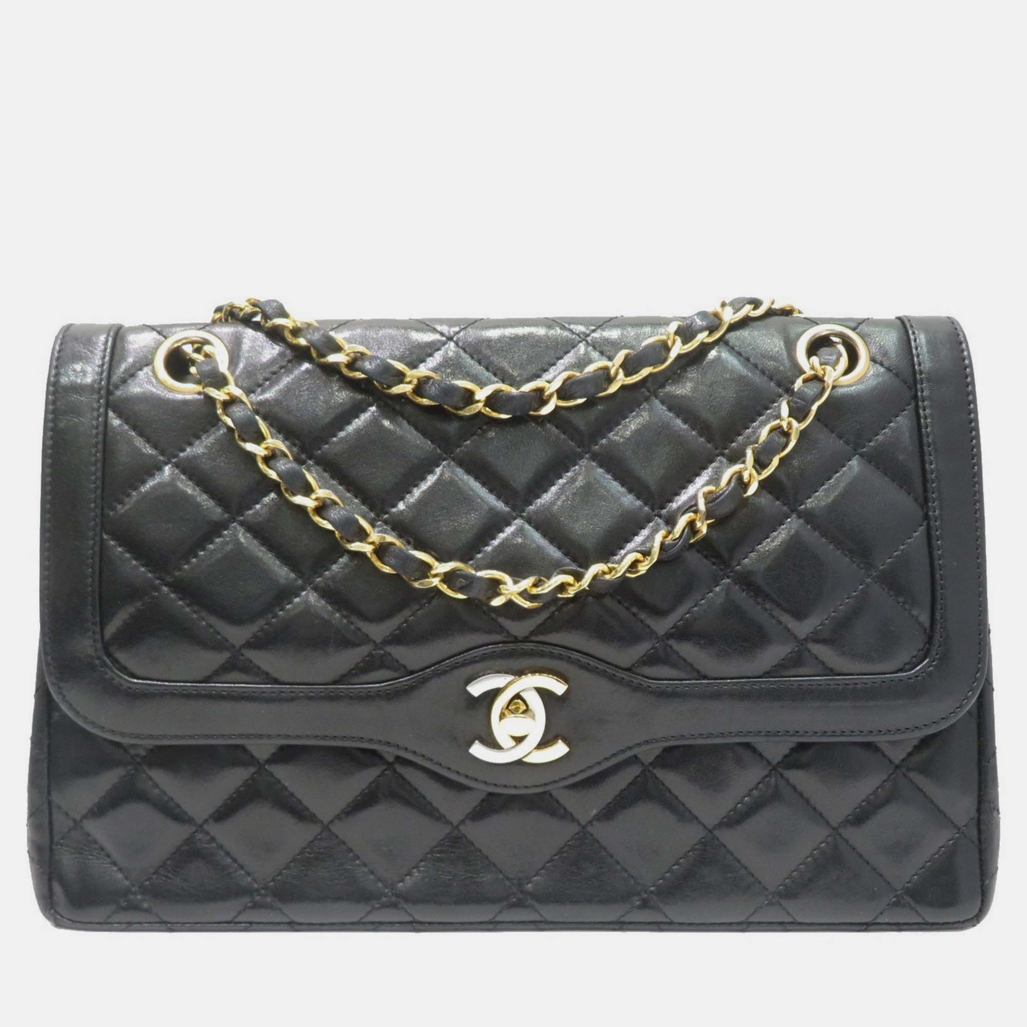 

Chanel Black Leather Small Paris Double Flap Bag