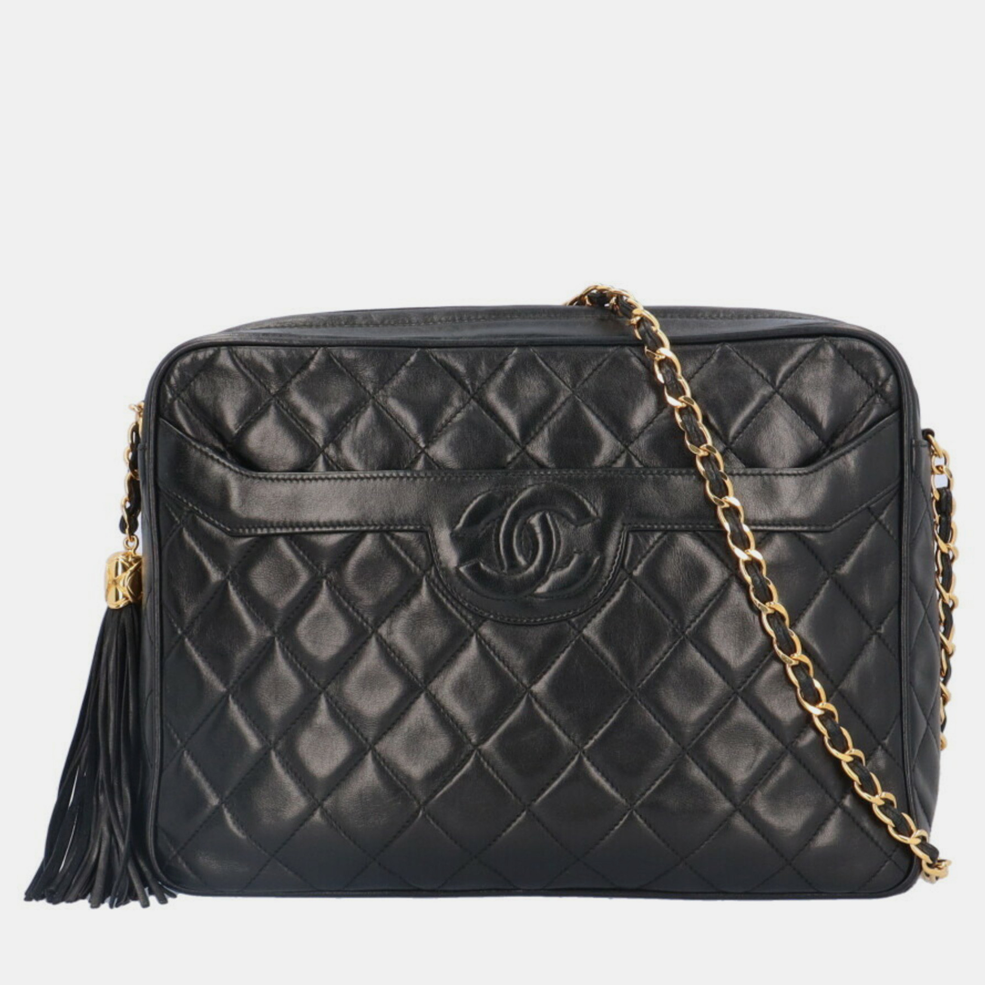 

Chanel Black Quilted Leather Medium Vintage Diamond CC Camera Bag