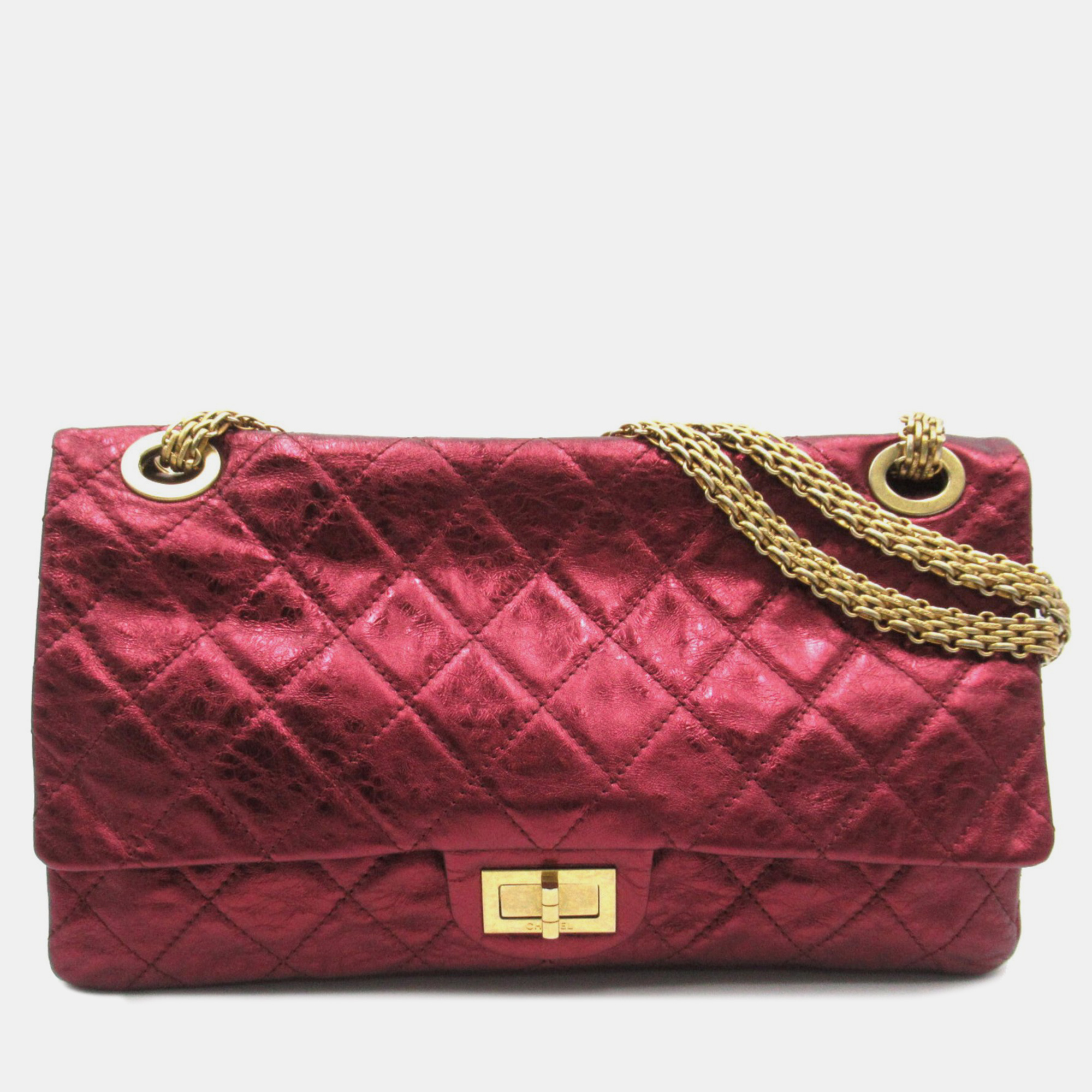 

Chanel Burgundy Metallic Quilted Leather Reissue 2.55 Classic 227 Flap Bag