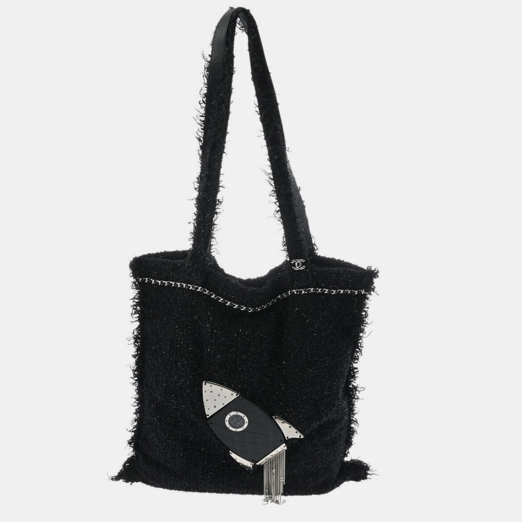 

Chanel Black Shopping In Fabric Tweed Rocket Tote Bag