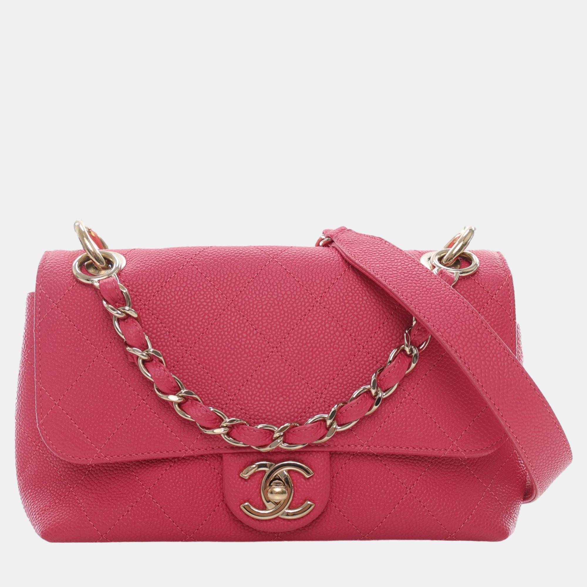 Pre-owned Chanel Pink Caviar City Walk Flap