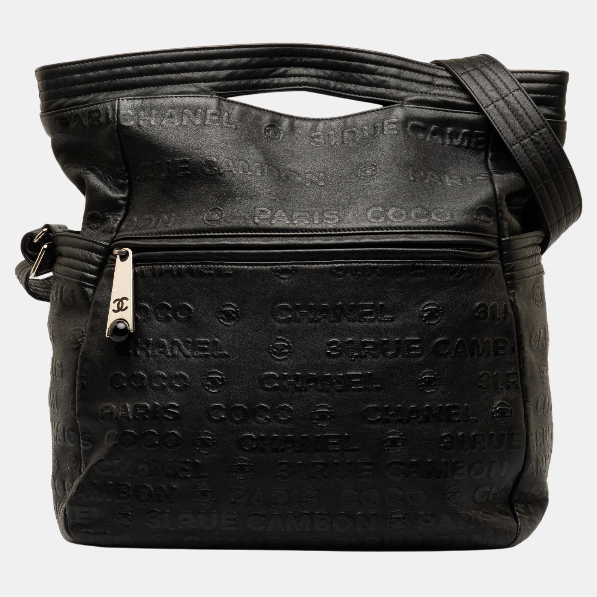 

Chanel Black 31 Rue Cambon Embossed Leather Satchel