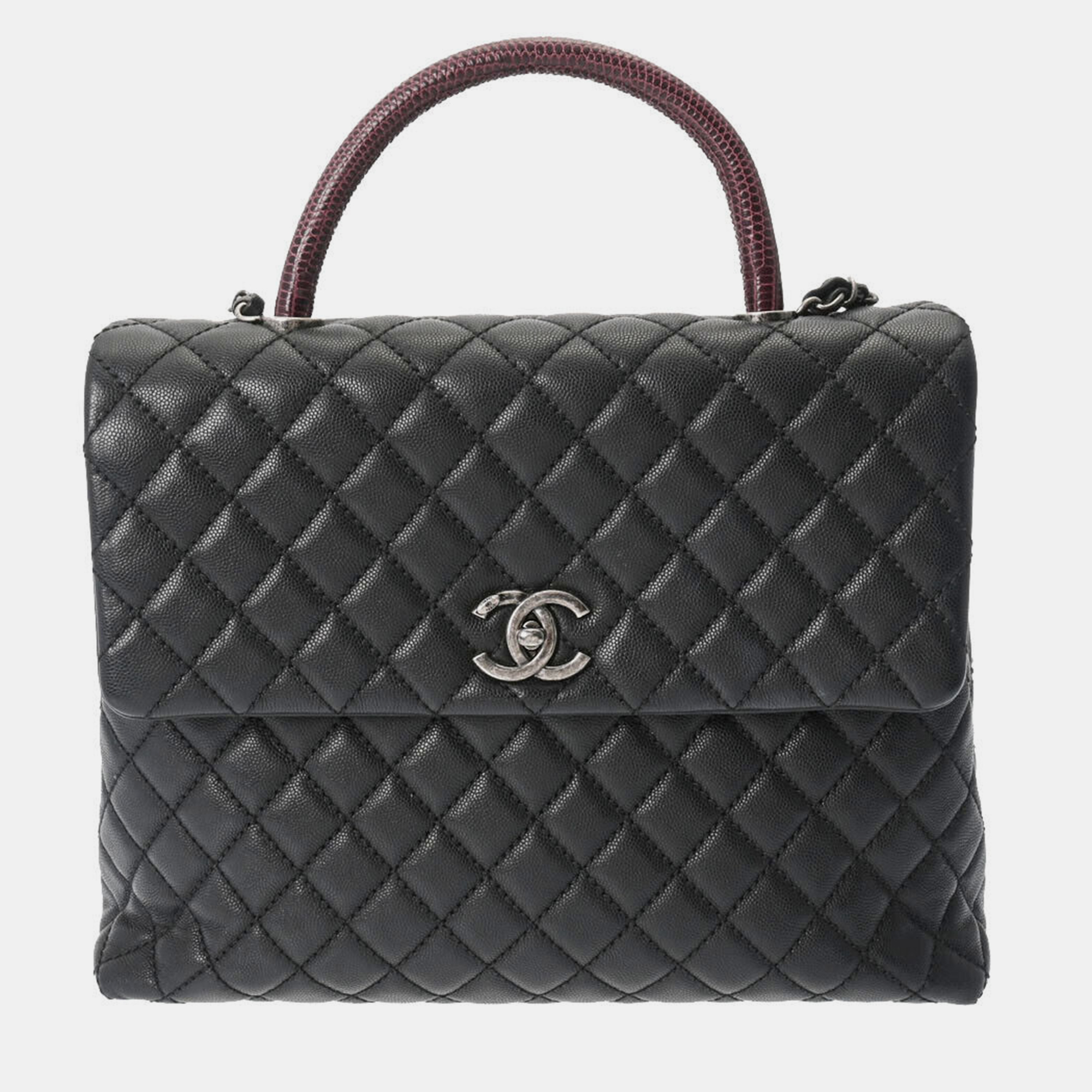 

Chanel Black Caviar Leather Coco Top Handle Bag